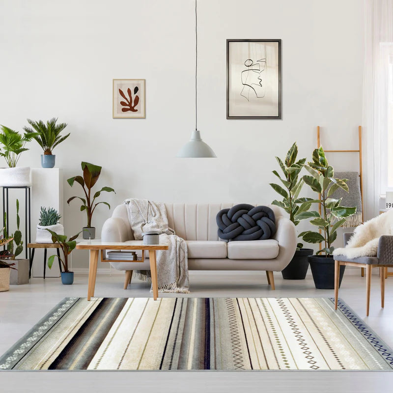Stylish Delgado Tribal Abstract Geometric Striped Indoor Area Rug - Soft Non-Slip Living Room Carpet for Bedroom, Dorm & Home Decor