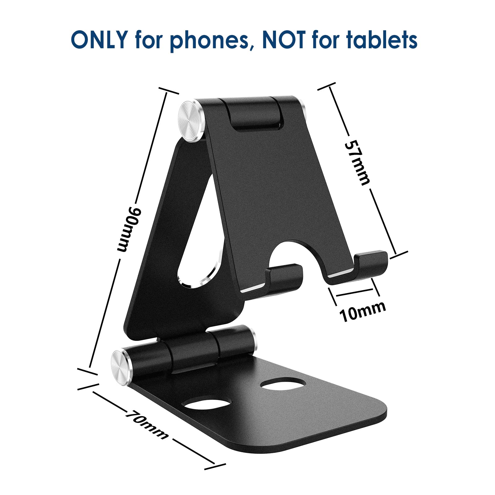 Simpeak Universal Phone Stand Holder - Compact Aluminum Desk Dock for iPhone, Samsung & Smartphones - Black | Perfect for Home, Office & Travel Use