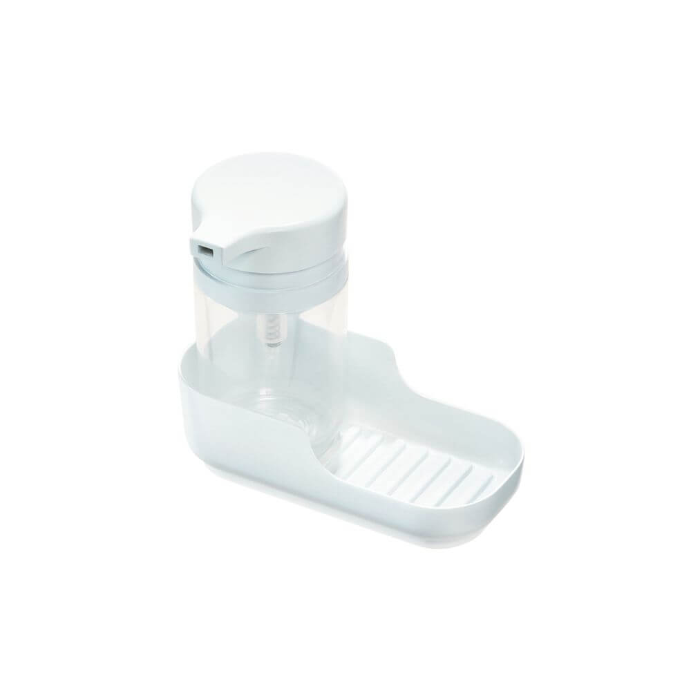 iDesign White Dish Soap Dispenser with Drip Tray - Kitchen Countertop Organizer for Hand Soap, Lotion & Liquid Detergent | Perfect for Sink, Bathroom & Laundry Room