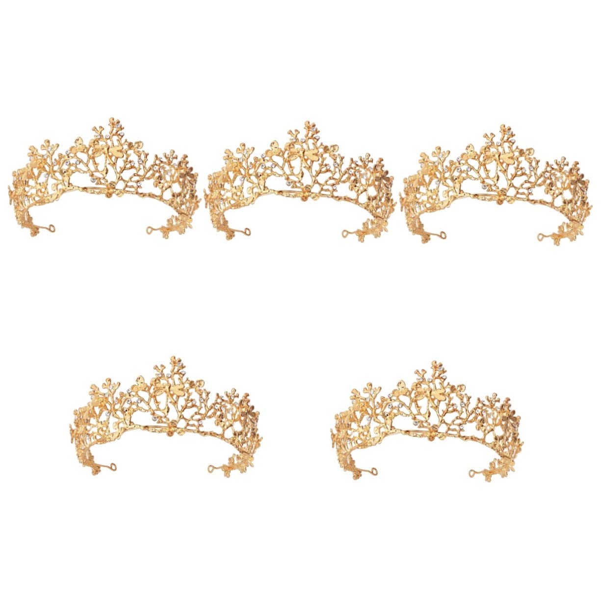 2pcs Vintage Gold Rhinestone Queen Headbands - Elegant Bridal Crowns for Birthday, Banquet, Wedding & Gothic Party Decorations | Lightweight Princess Tiara Accessories for Women & Girls