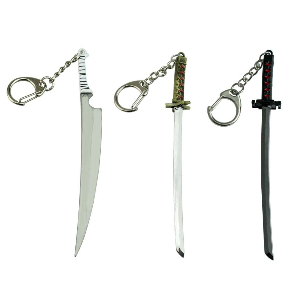 Ichigo Kurosaki Cosplay Sword Keychain - Anime Bleach Toshiro Hitsugaya Necklace Ring - Perfect Gift for Anime Fans, Kids & Men - Great for Cosplay, Collecting & Daily Accessories