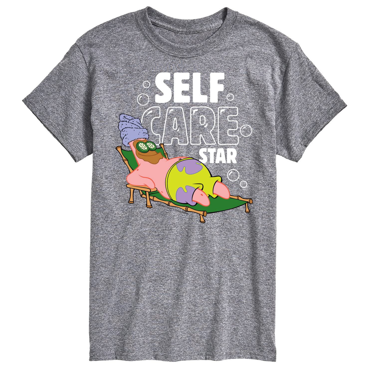 Spongebob Squarepants Self Care Star Men's Graphic T-Shirt - Funny Cartoon Short Sleeve Tee for Casual Wear & Gift Giving