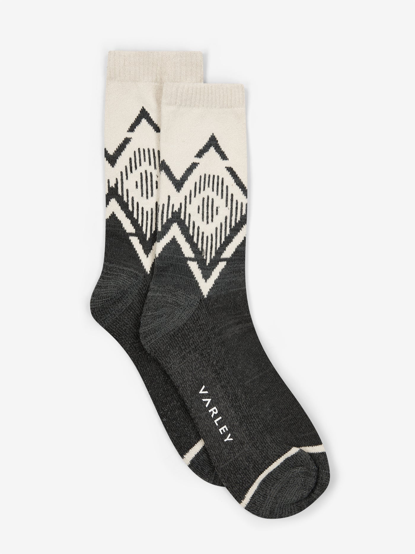 Varley Erica Jacquard Knit Socks - Charcoal Marl Pattern | Women's Fashion Crew Socks for Casual Wear, Work & Outdoor Activities