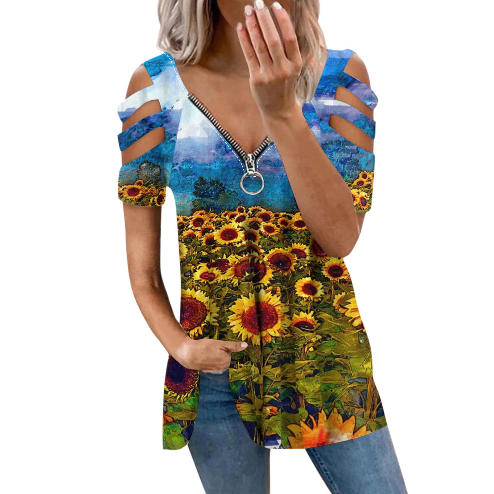 Women's Floral Print Casual Tunic Top - Summer & Fall Crewneck Blouse & Workout Tank Tops | Perfect for Office Wear, Gym Sessions & Everyday Outfits