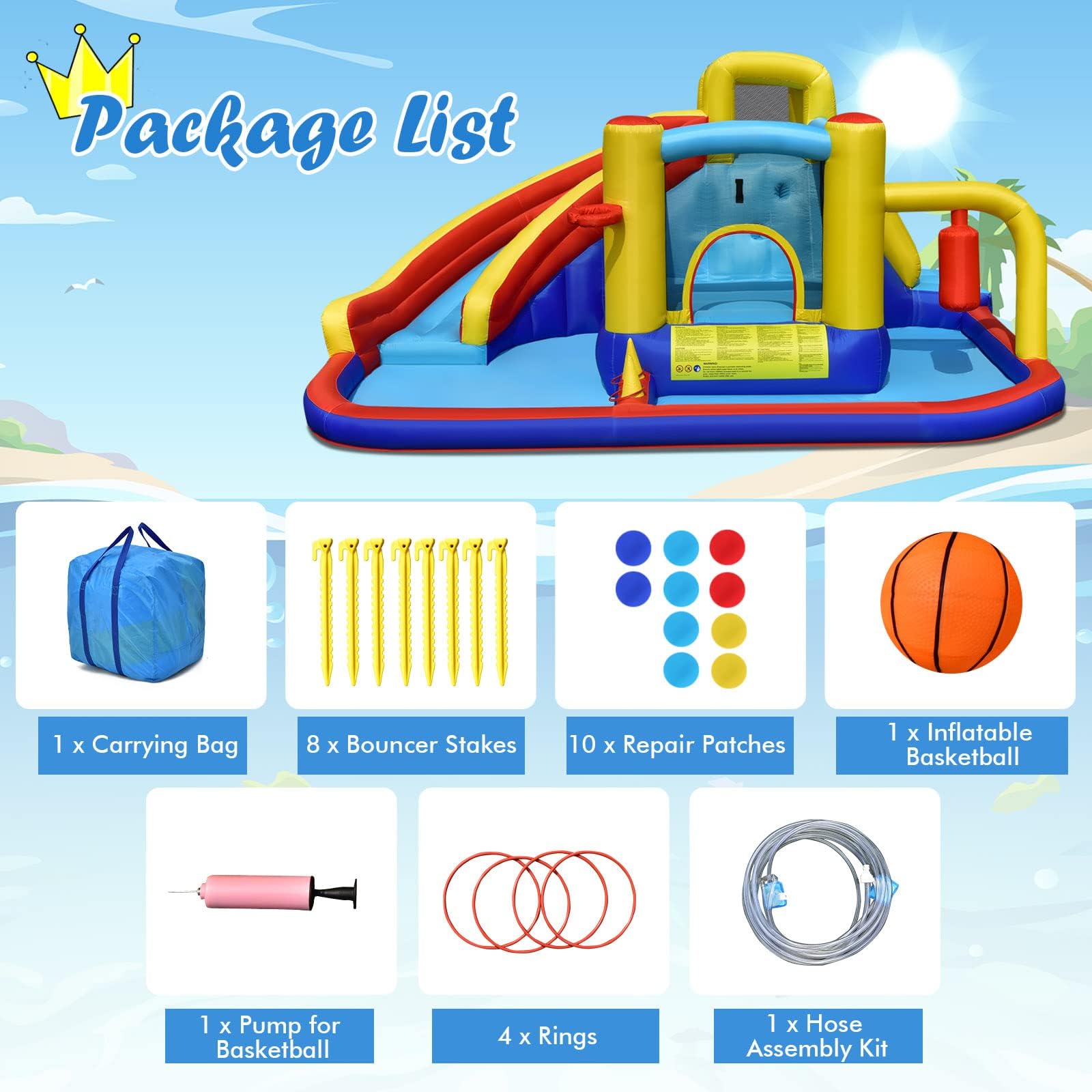BOUNTECH Inflatable Water Slide - Mega Water Park Bounce House Combo with Splash Pool & Climbing Wall | Outdoor Backyard Fun for Kids & Adults | Perfect for Summer Parties, Birthday Gifts & Family Gatherings