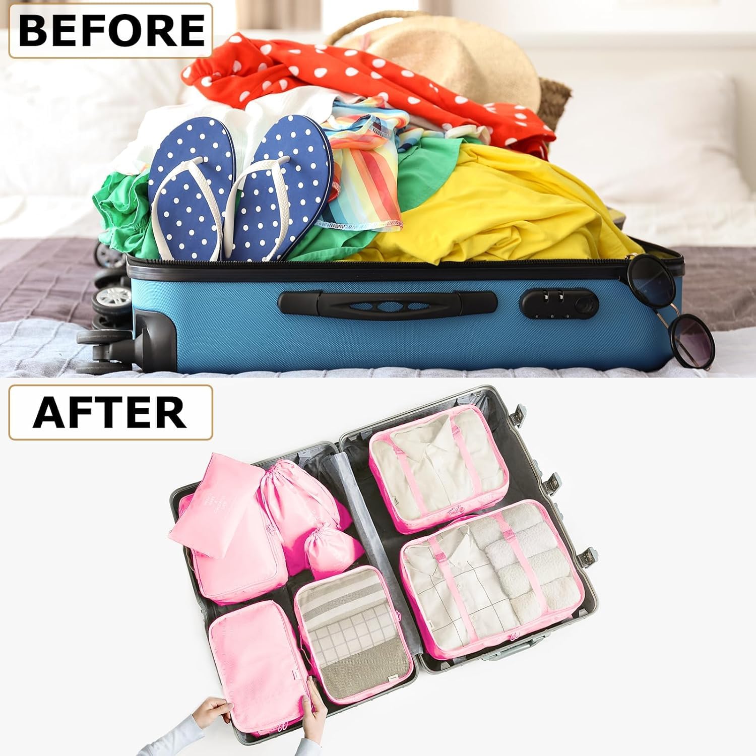 8-Piece Packing Cubes Set for Suitcases - Travel Luggage Organizers with Shoe Bag, Toiletry Bag & Laundry Bag | Perfect for Business Trips, Vacations & Weekend Getaways
