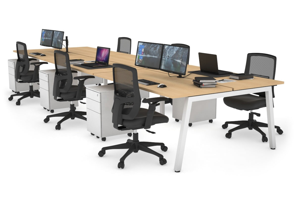 Quadro 6-Person Office Workstation Desk - 1600L x 700W Dimensions - Perfect for Team Collaboration, Conference Rooms & Open Office Spaces
