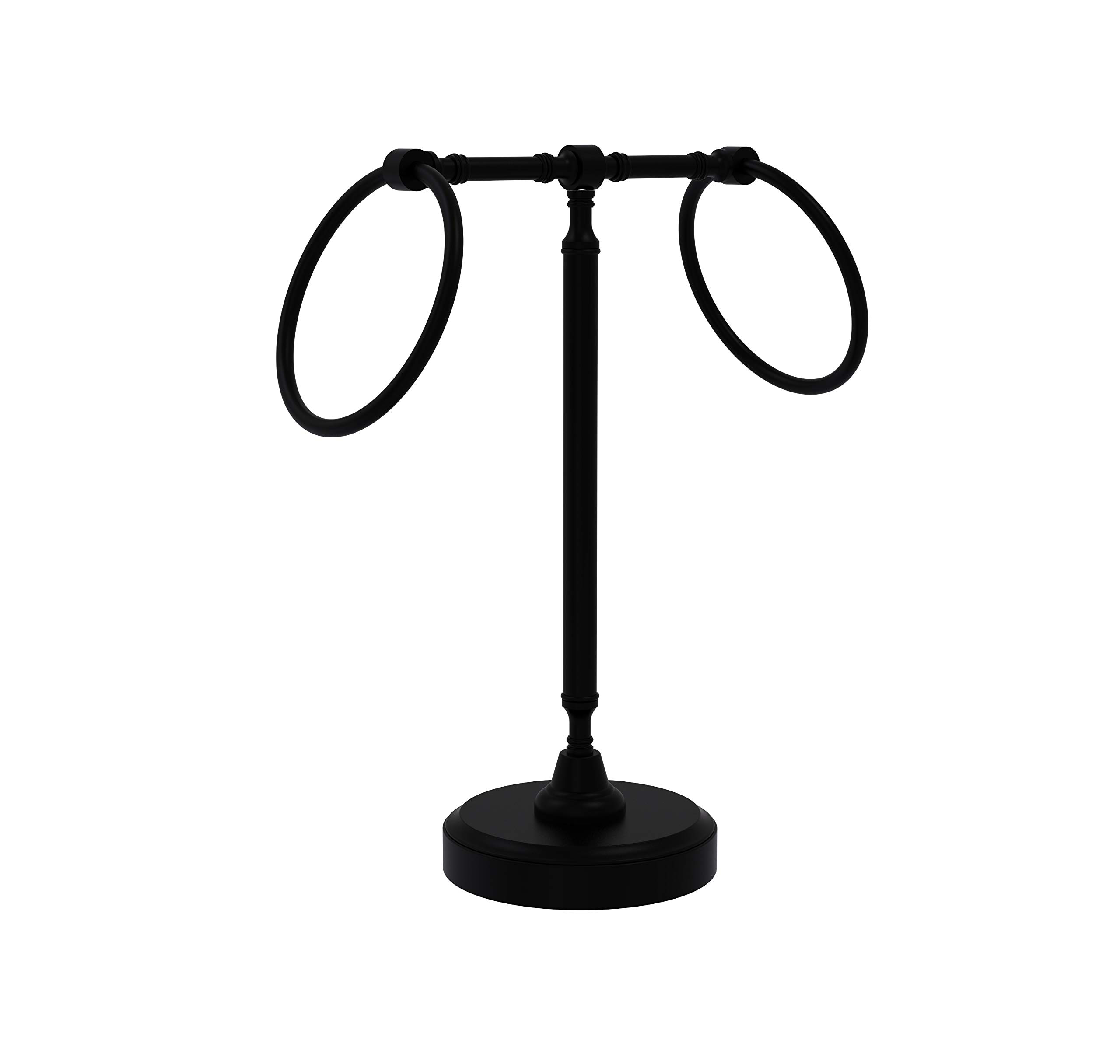 Allied Brass RWM-3 Matte Black 2 Ring Guest Towel Holder for Bathroom Vanity - Perfect for Powder Rooms, Guest Baths & Spa Decor