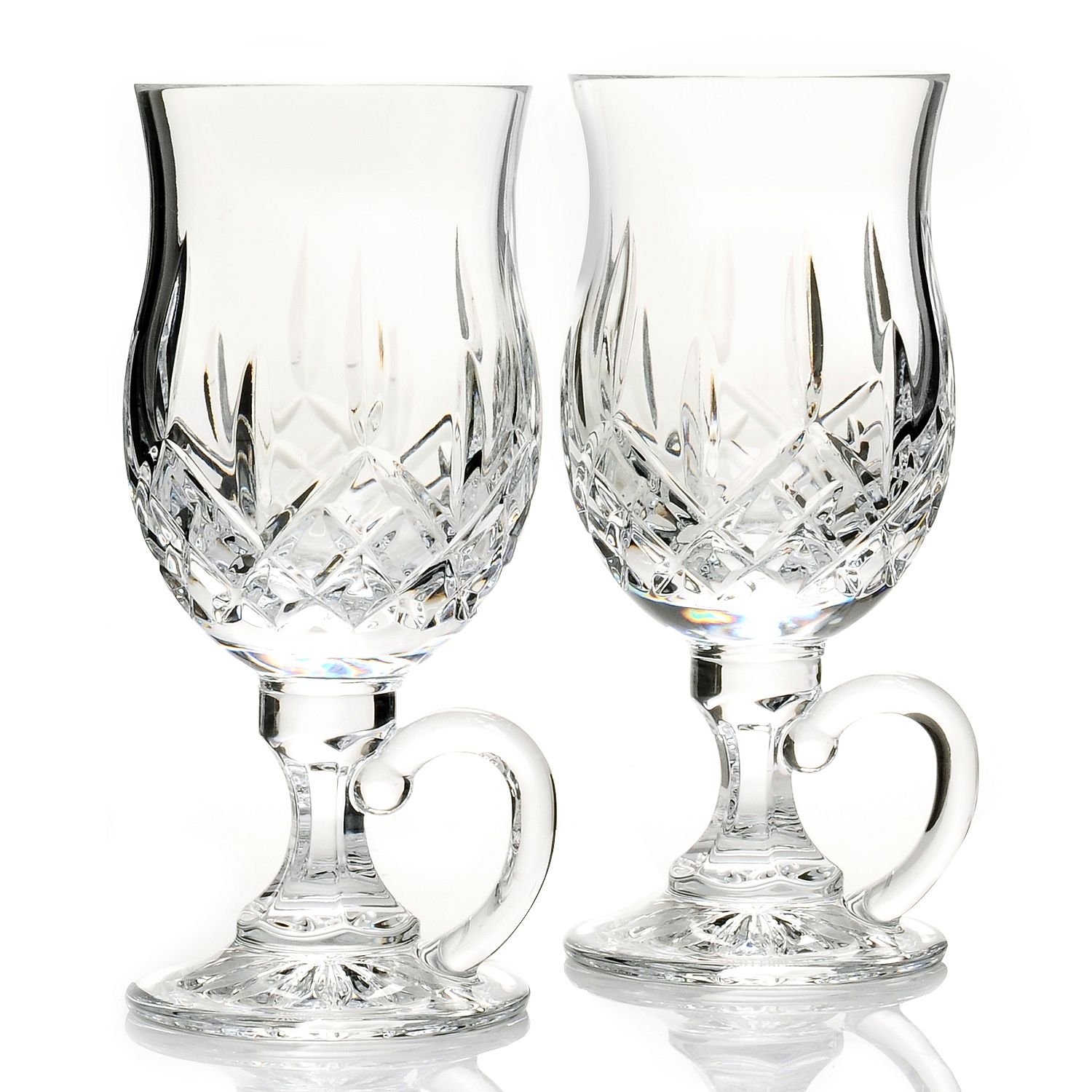 Waterford Lismore Irish Coffee Glass Set - 2 Crystal Clear 8 oz Modern Glasses for Whiskey, Espresso & After-Dinner Drinks