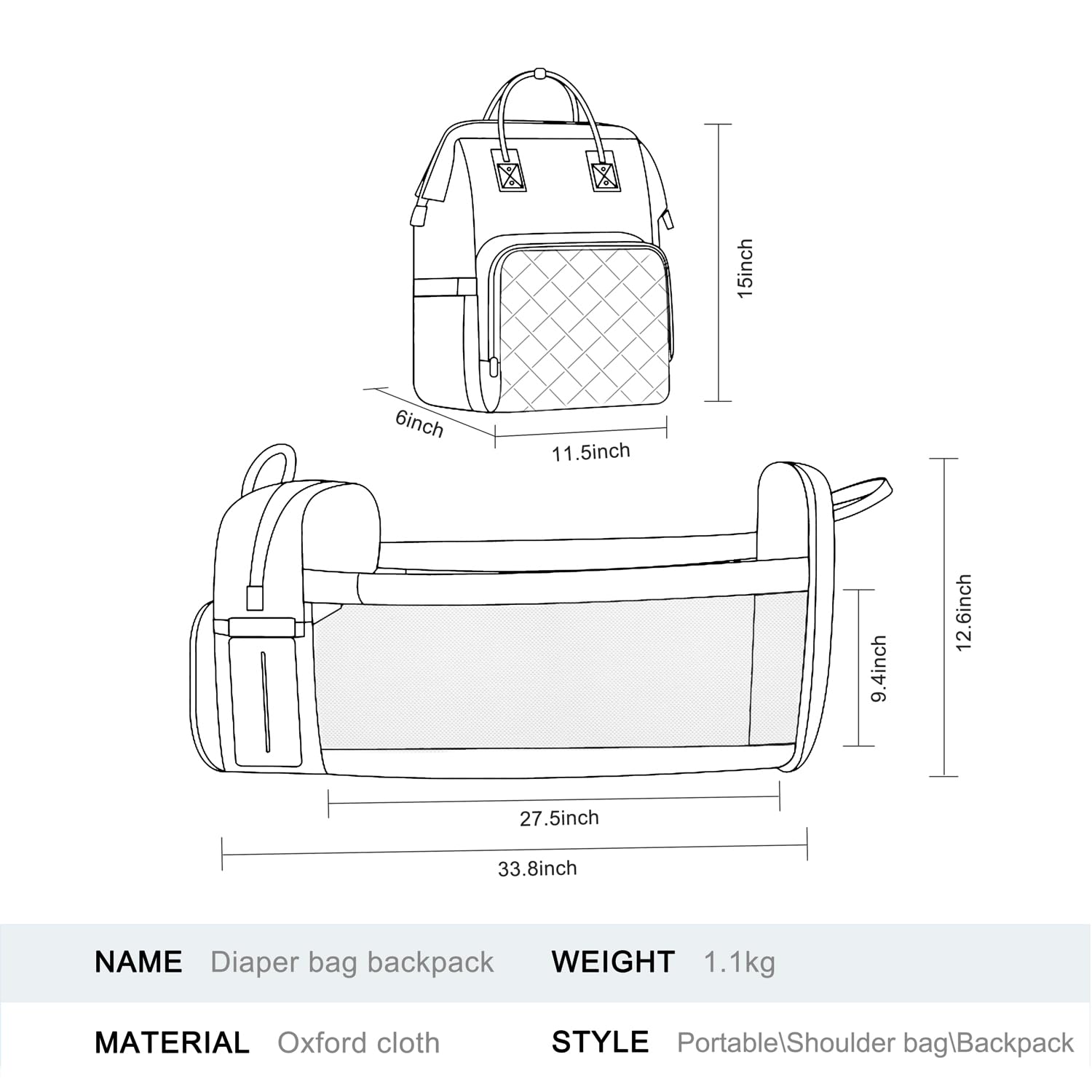 SALIFA 3-in-1 Diaper Backpack with Changing Station & Foldable Pad - Waterproof Baby Bag for Travel, Hospital & Daily Use - Perfect for Newborns & Toddlers