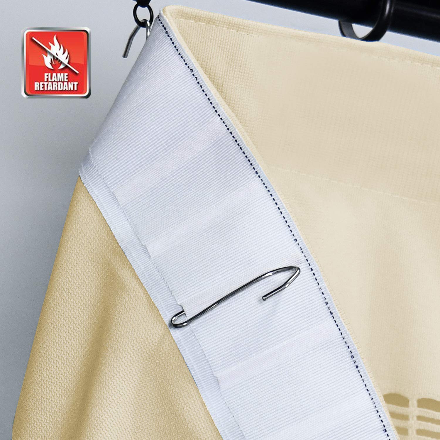 Flame Retardant Hospital Curtains - Pinch Pleated Room Divider Drapes for Healthcare, SPA, School & Nursery - 1 Panel Biscotti Beige (5FT Wide x 8.5FT Tall) - Privacy Solution for Patient Rooms, Classrooms & Wellness Centers