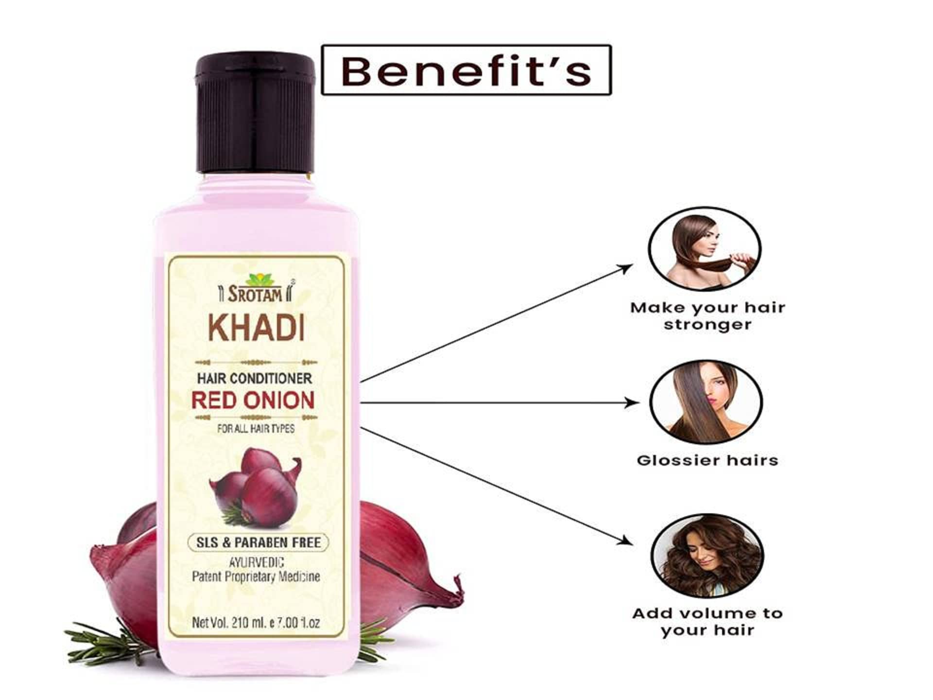 Srotam Onion Hair Conditioner for Dry & Frizzy Hair - 210ml Moisturizing Leave-In Treatment for Women & Men | Hydrates, Repairs & Nourishes Damaged Hair | Perfect for Daily Use, Salon-Like Results at Home
