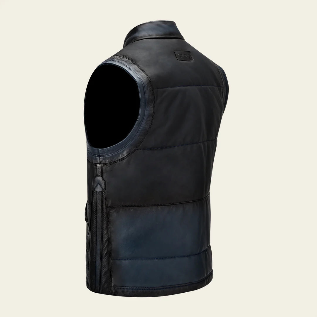 Cuadra Blue Casual Leather Vest for Men - Stylish & Comfortable Men's Fashion Vest for Everyday Wear & Outdoor Activities