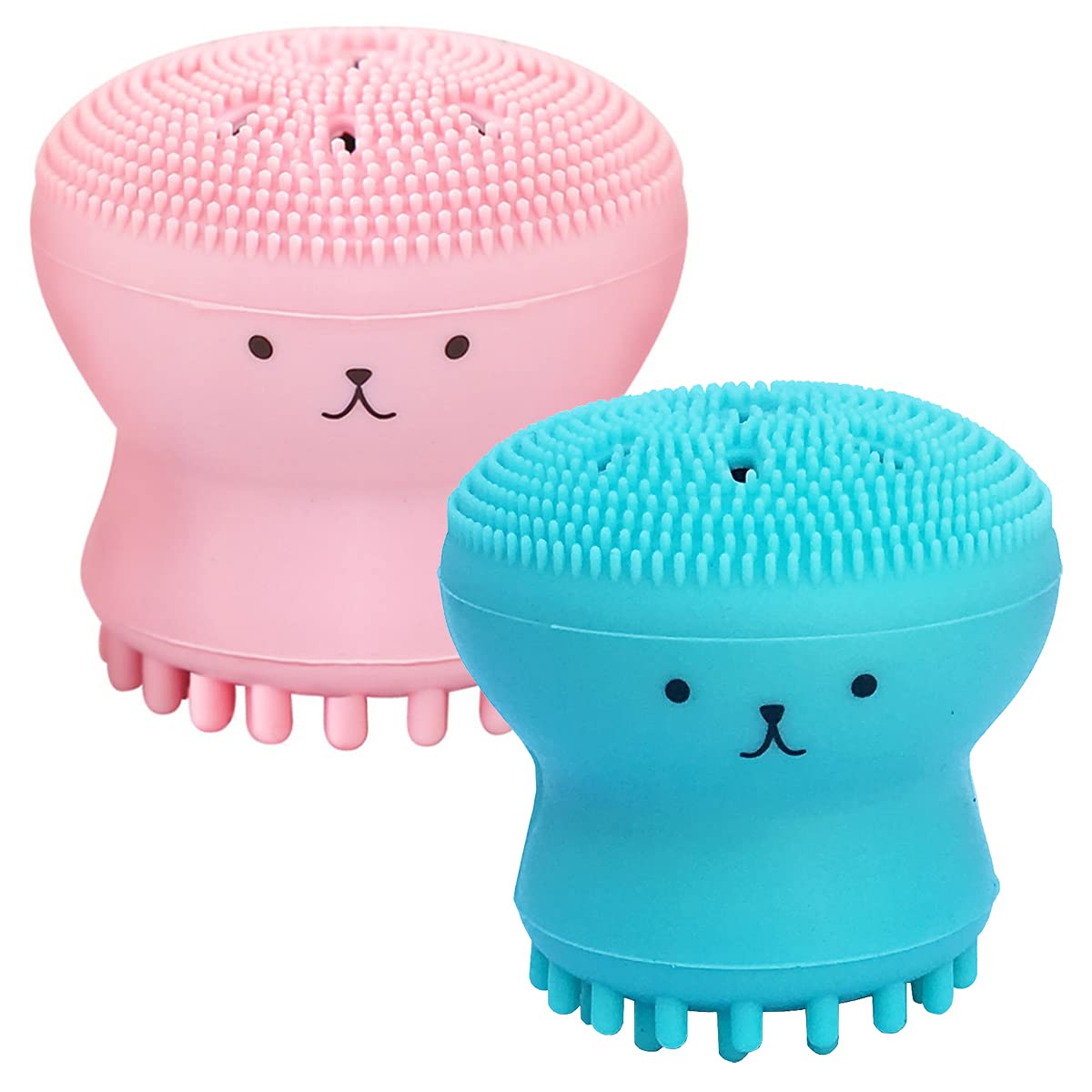 **Octopus-Shaped Silicone Facial Cleansing Brush & Massager – Gentle Exfoliating & Deep Cleaning for Smooth Skin – Handheld Face Brush (Pink & Blue, 2Pcs) – Perfect for Daily Skincare & Spa-Like Massage at Home**