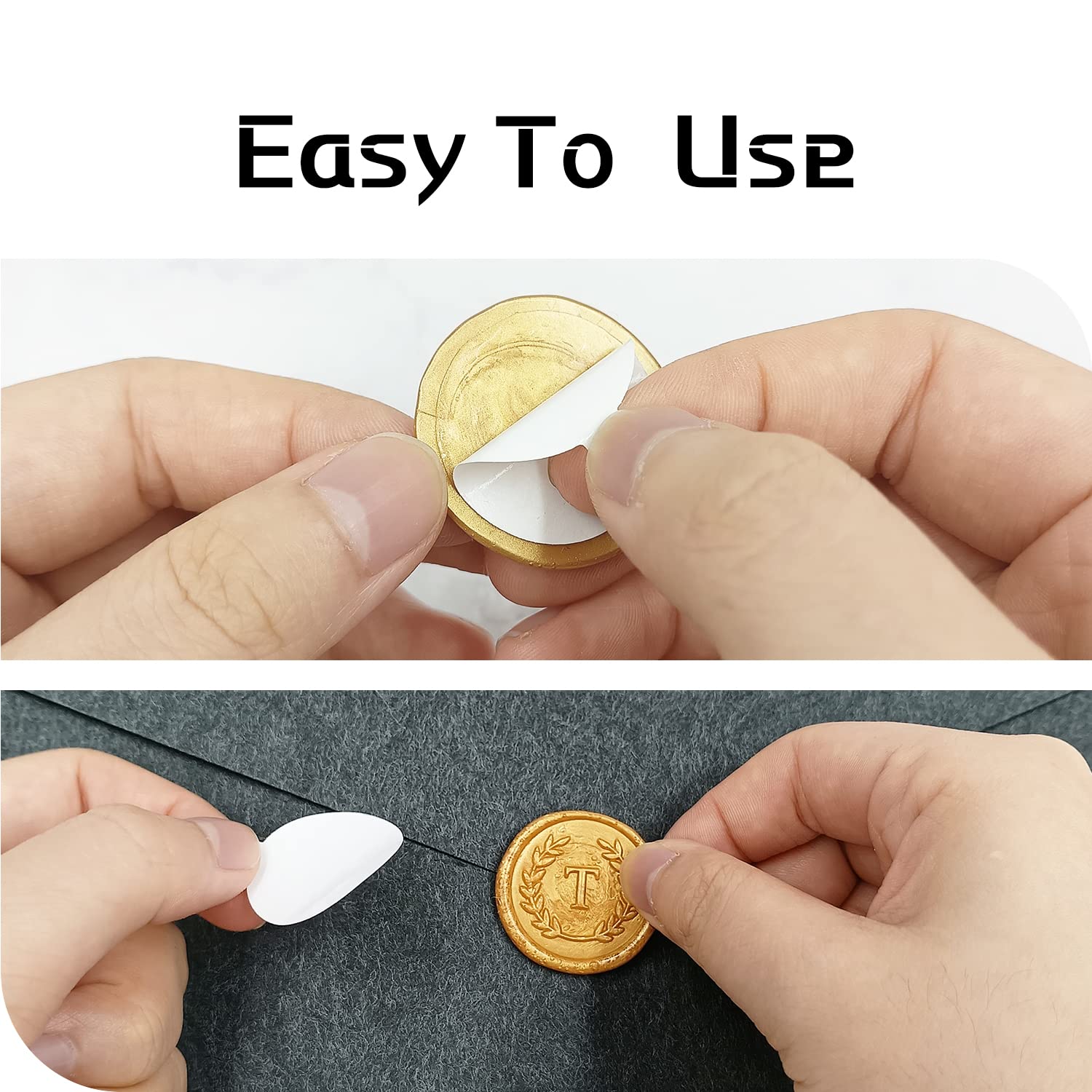 50Pcs Gold Letter M Adhesive Wax Seal Stickers - Handmade Self-Adhesive Wax Seals for Wedding Invitations, Envelopes, Christmas Gifts - No Stamp Needed, Easy Peel & Stick - Perfect for DIY Crafts, Scrapbooking & Elegant Stationery