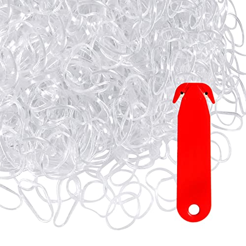 1000pcs Clear Non-Slip Hair Elastic Bands with Rubber Band Cutter - Soft Disposable Ponytail Holders for Women & Girls | Hair Styling Accessories for Daily Use, Workouts, and Professional Salon Styling