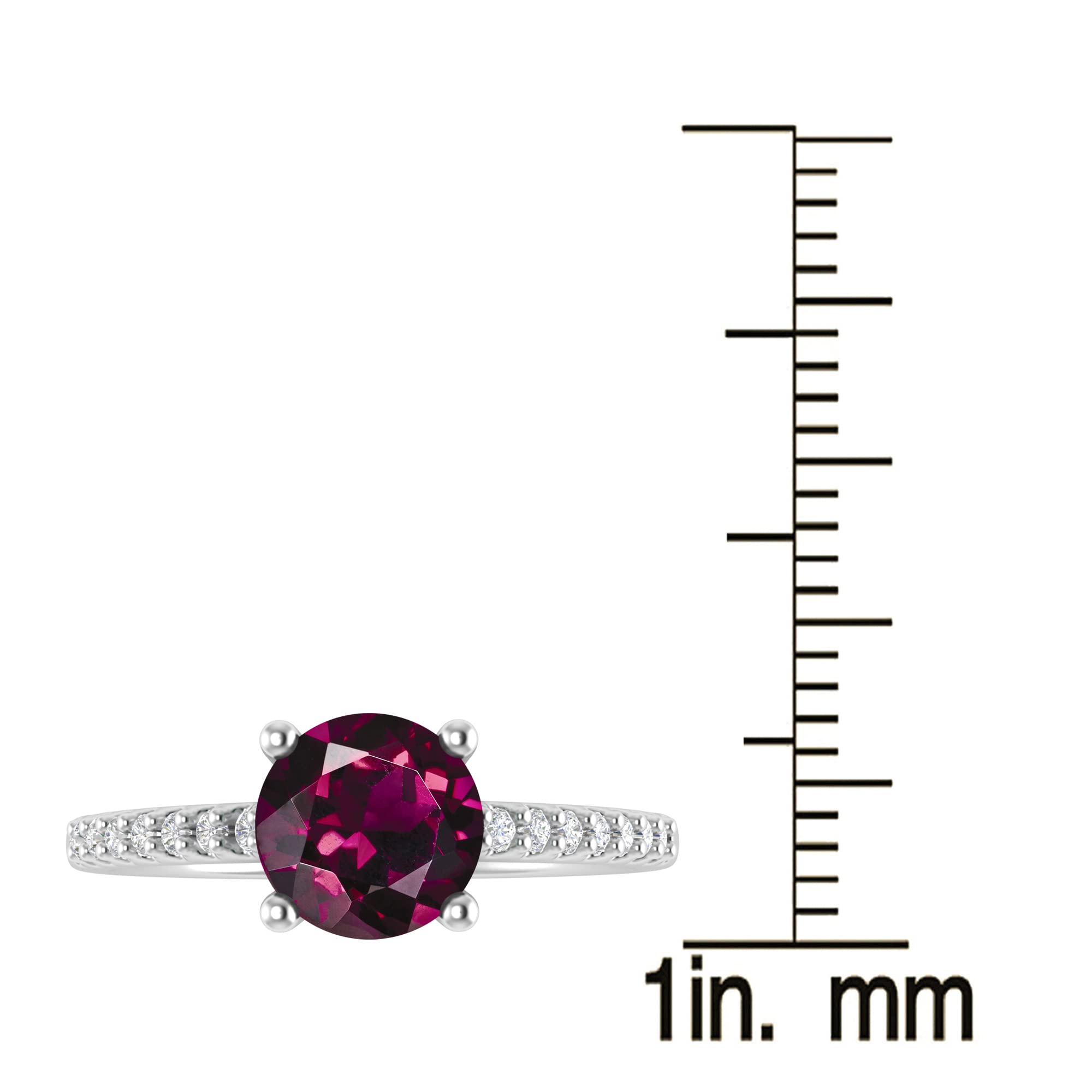 Sterling Silver Natural Rhodolite Garnet & White Topaz Engagement Ring for Women - Perfect for Proposals, Anniversaries, and Special Occasions