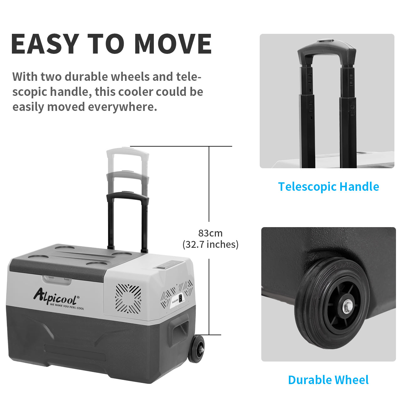 Alpicool CX30 12V Portable Car Refrigerator Freezer - 30 Quart Compact Fridge for Road Trips, Camping & Outdoor Adventures