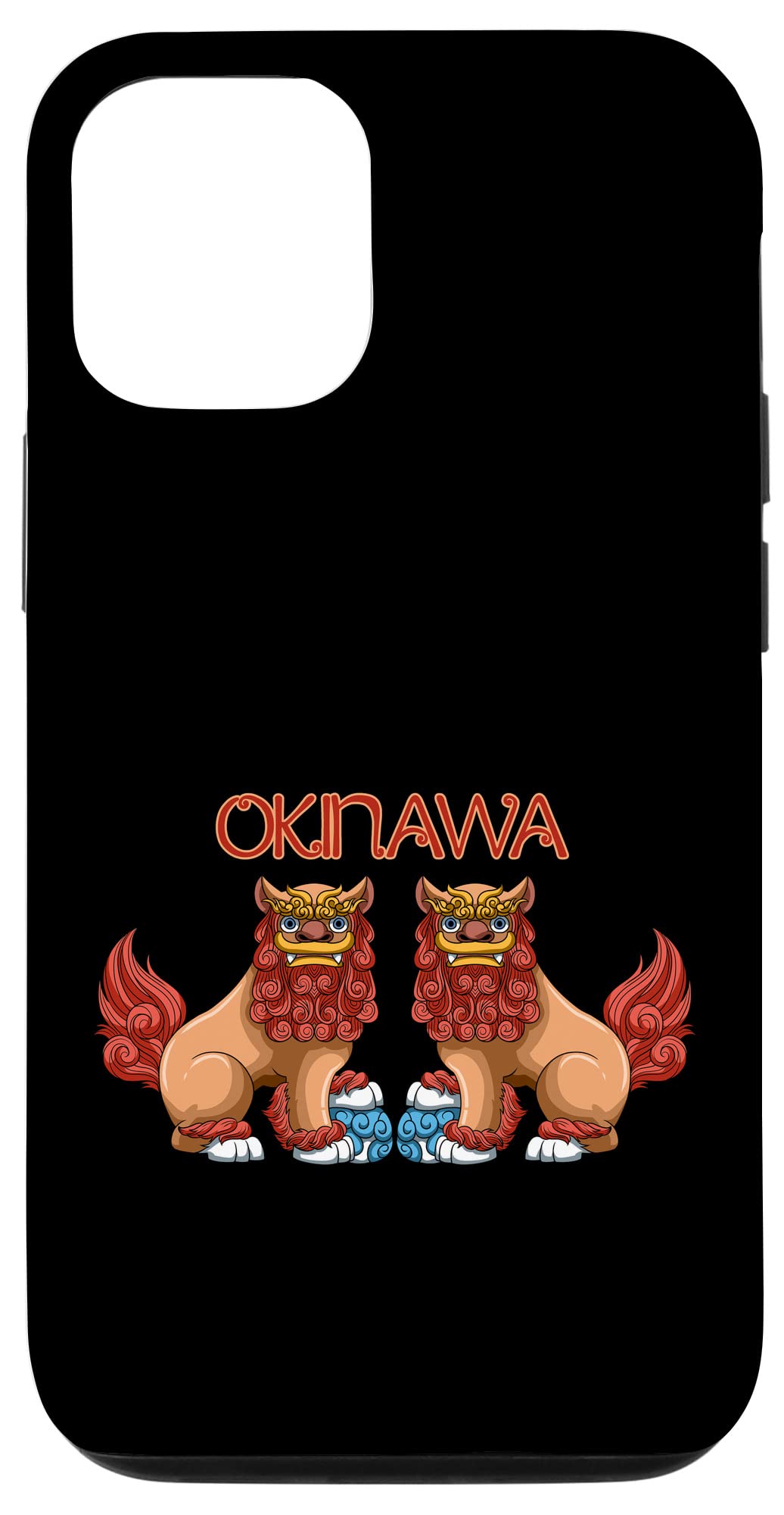 iPhone 12/12 Pro Case with Shisa Dog Guardian Lions Design - Okinawa Japan Inspired Protective Phone Cover for Daily Use, Travel & Gift Giving