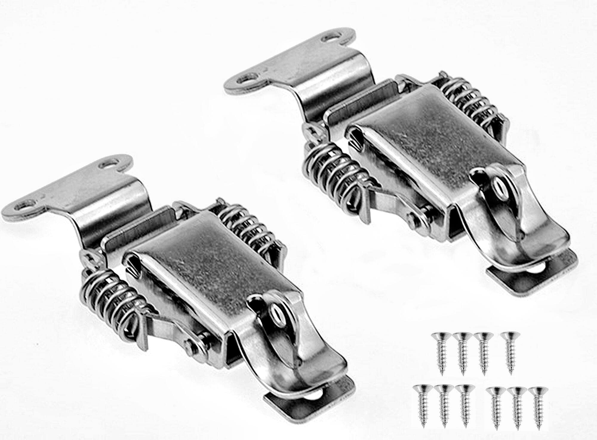 90 Degrees Stainless Steel 304 Toolbox Toggle Latch with Compression Spring - Secure Locking Hasp Catch Clamp with Keyhole & Screws (Small Size) - Ideal for Toolboxes, Cabinets, Storage Cases & Industrial Equipment Protection