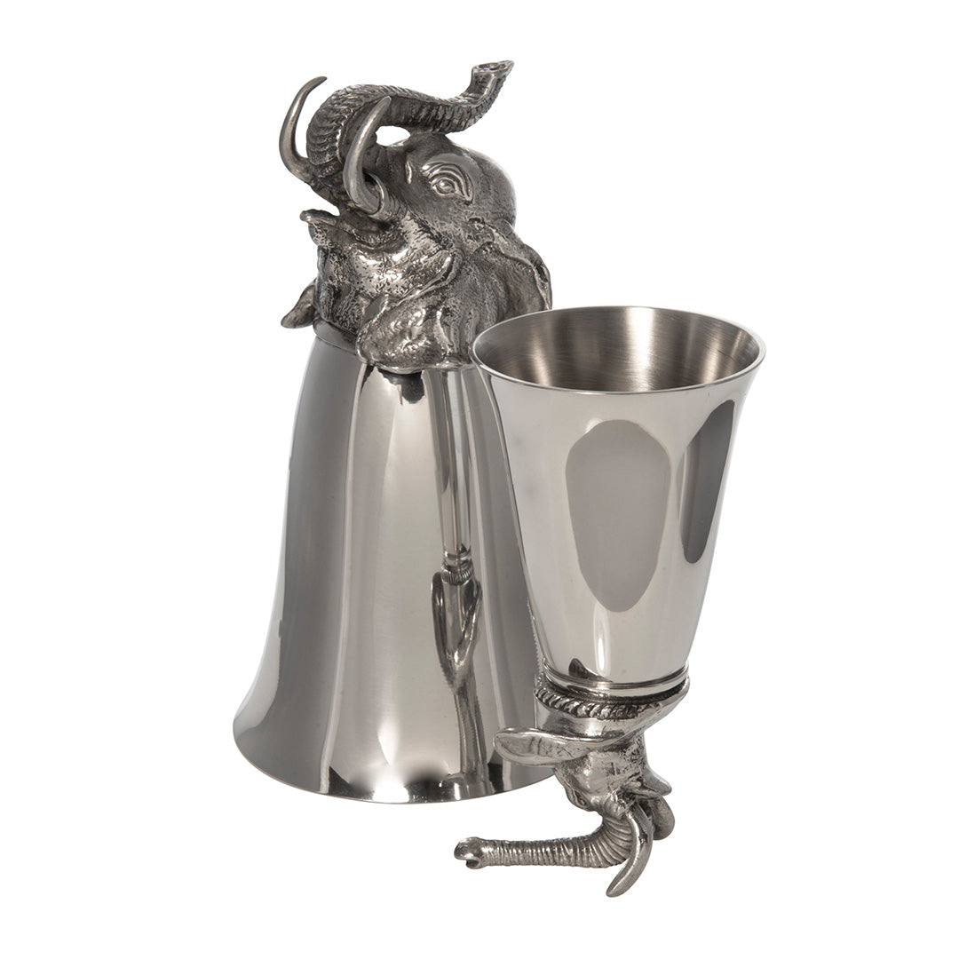 8oz Pewter Elephant Stirrup Cup - Elegant Drinking Cup for Whiskey, Brandy & Cocktails - Perfect for Equestrian Gifts & Home Bar Decor