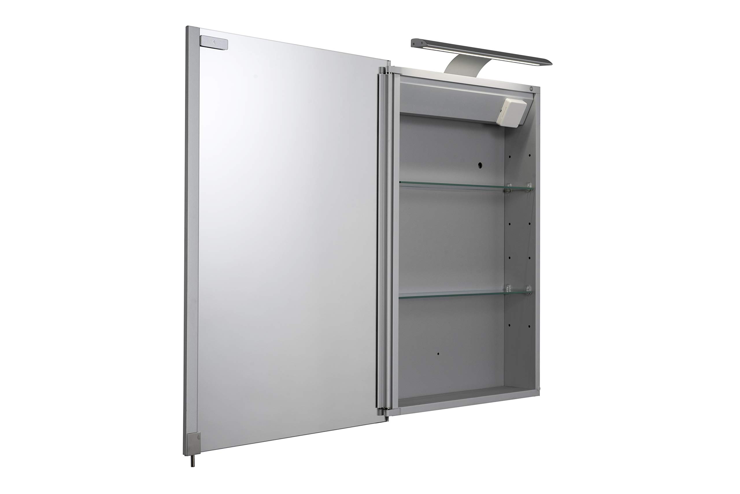 Croydex Madison Single Door Illuminated Bathroom Cabinet with LED Lighting Bar - Hang N Lock Fitting System for Easy Installation | Perfect for Modern Bathrooms, Vanities & Home Decor