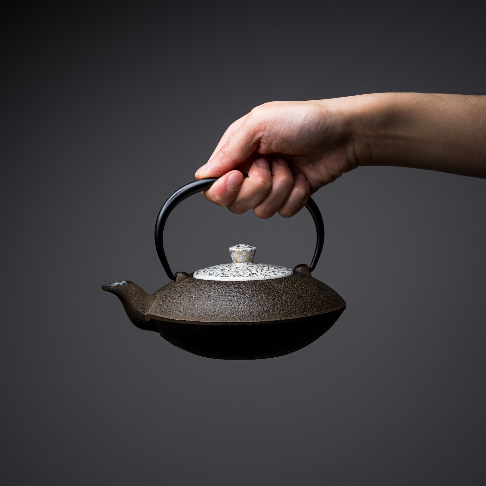 Premium Japanese Kyo Kiyomizu Ware Cast Iron Teapot - 410ml Gold Cherry Blossom Design for Authentic Tea Ceremony & Home Decor