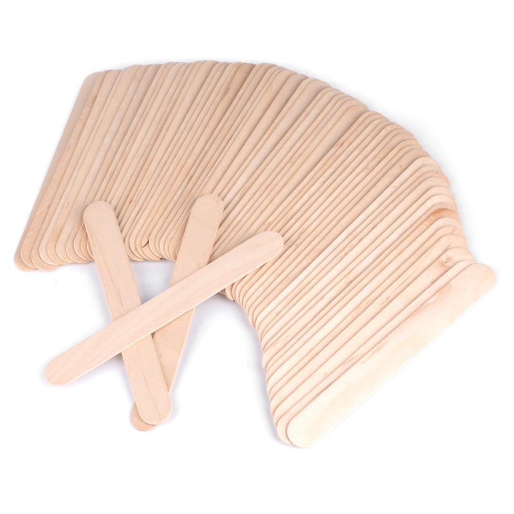100Pcs Disposable Wooden Waxing Sticks - Wax Spatula Applicator & Tongue Depressor for Hair Removal, DIY Crafts, and Medical Use - Perfect for Salons, Spas, and Home Waxing Kits
