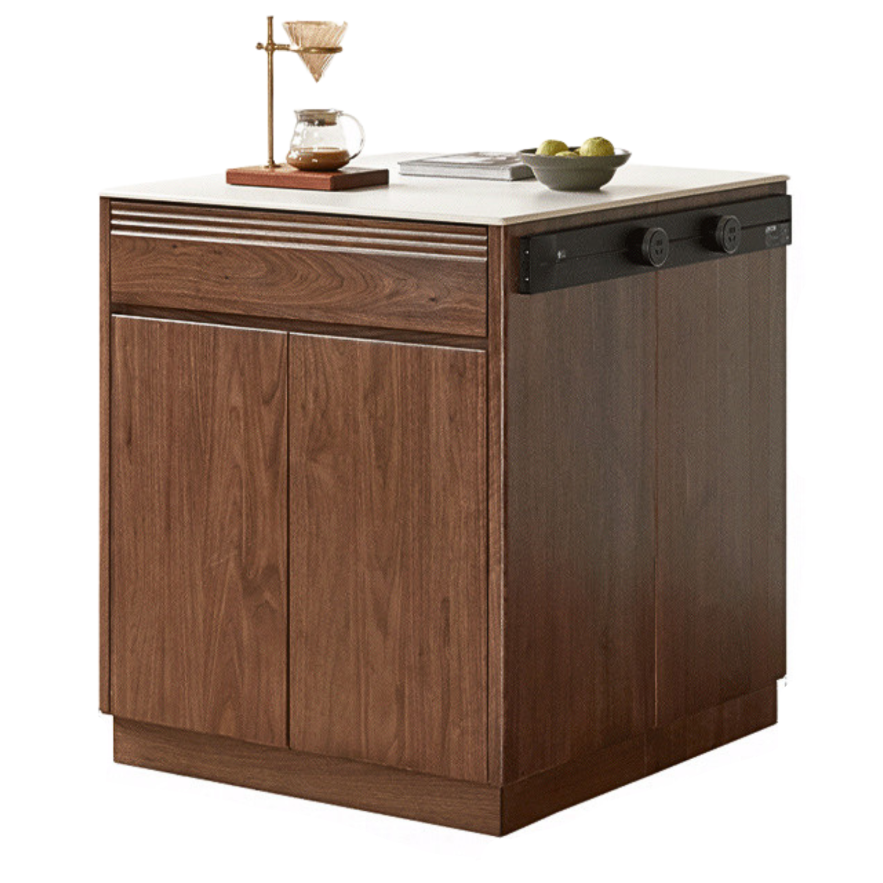 31.5x33.9x36.6nch / 80.4x86.8x93сm/ walnut color/ Oak island sideboard + rail Bull