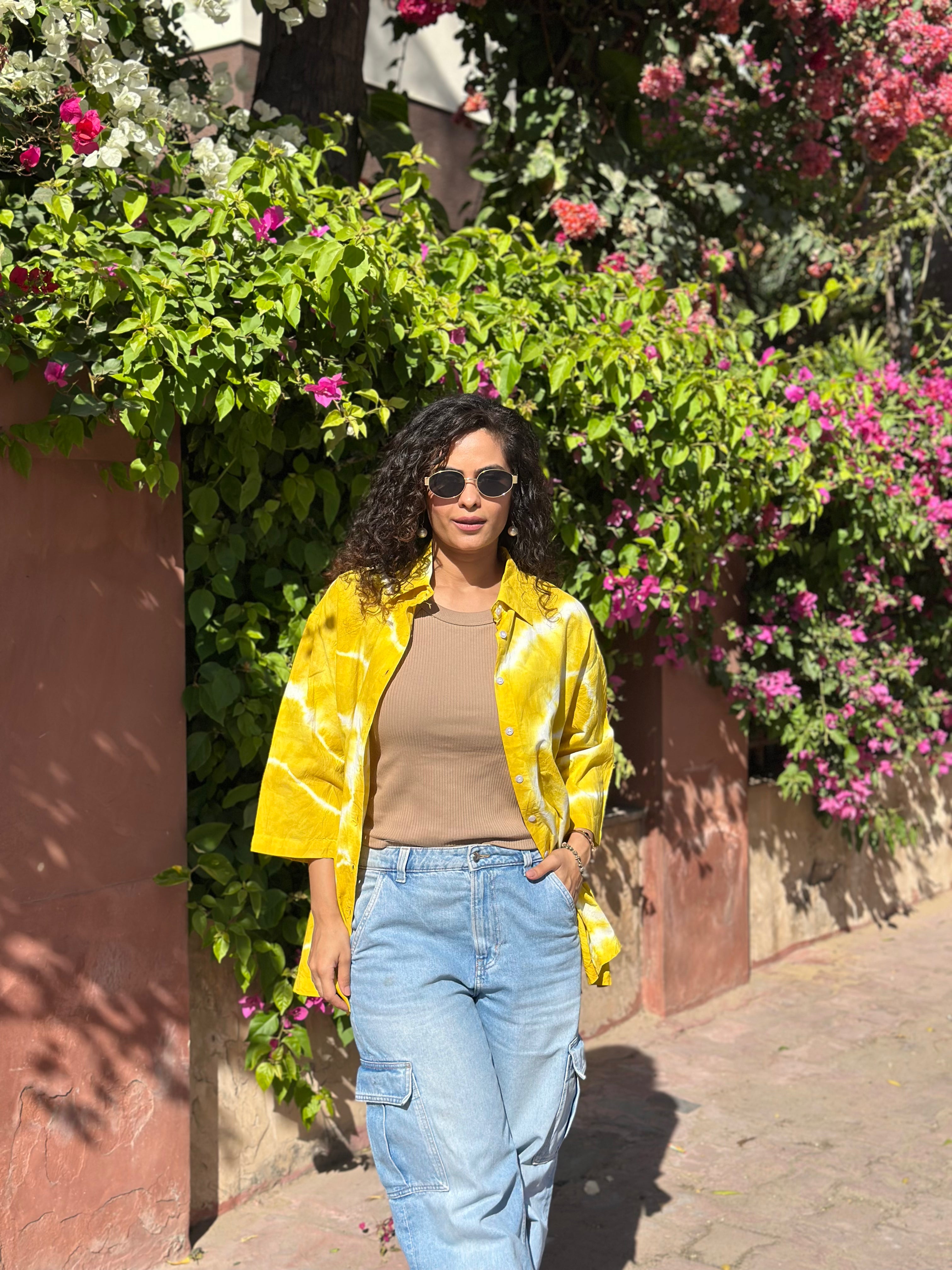 Bamboo Yellow Oversized Shirt for Women - Soft & Comfortable Loose Fit Blouse - Perfect for Casual Outfits, Beach Wear, and Layering
