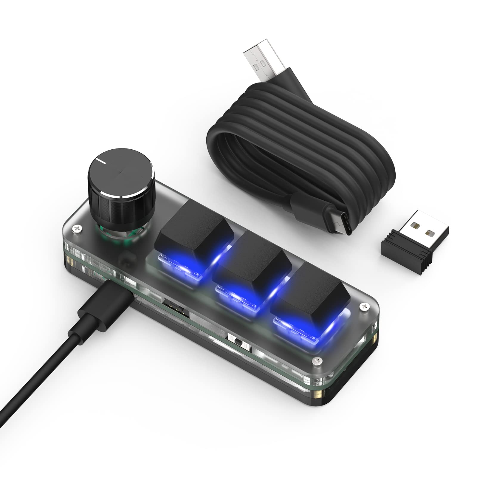BRIMFORD 3-Key RGB Macro Keypad - Mini Mechanical Gaming Keyboard for OSU & Hot-Keys (2.4G) - Perfect for One-Handed Gaming & Programming