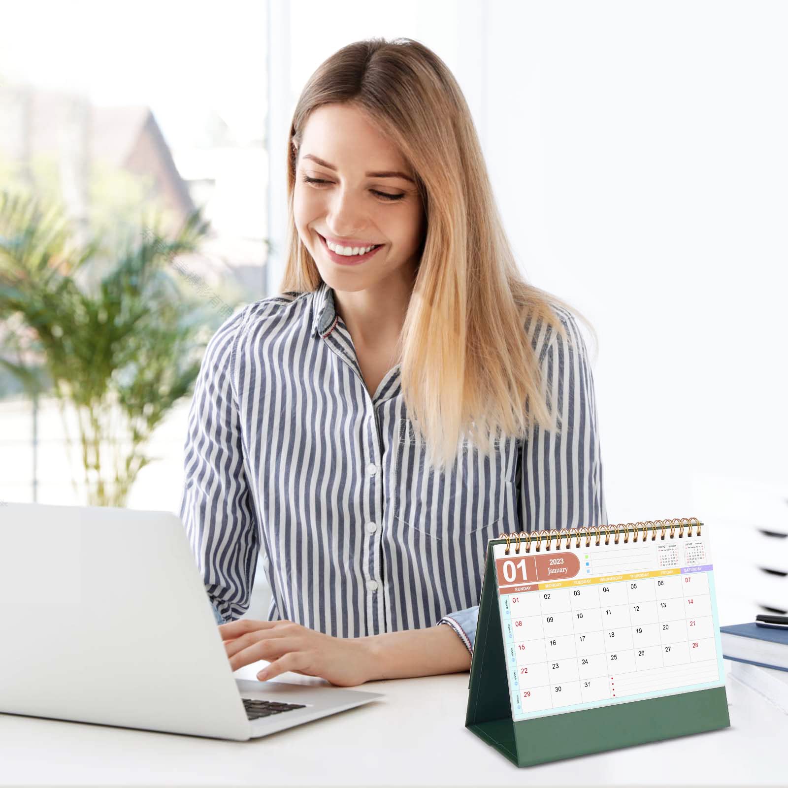 2025 Small Desk Calendar - Standing Flip Monthly Planner with Metal Ring Twin-Wire Binding for Home, Office & School | Perfect for Scheduling, Productivity & Organization (Green)