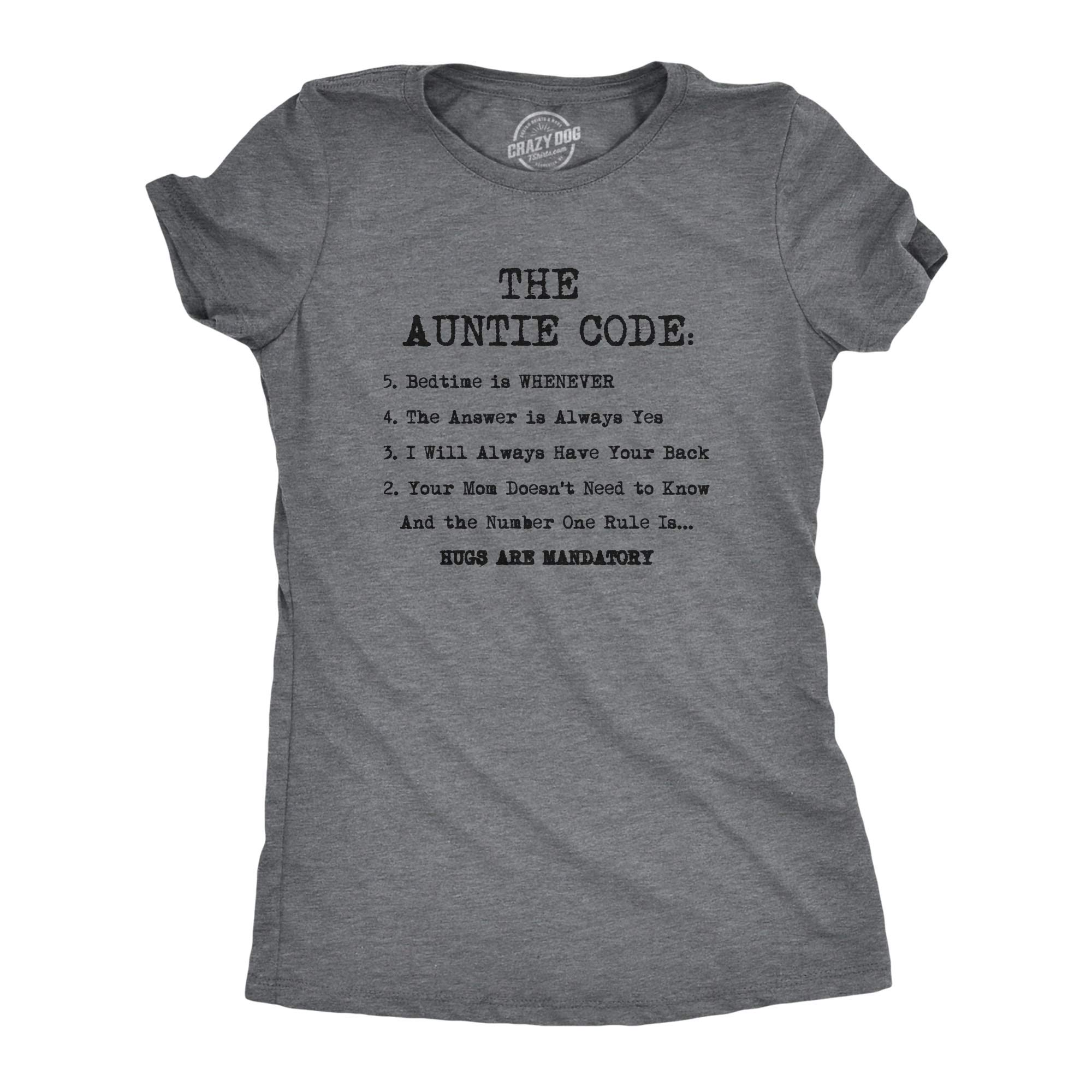 Funny Auntie Code Graphic T-Shirt for Women - Sarcastic Novelty Tee - Perfect Gift for Aunts & Auntie Appreciation - Great for Birthdays, Family Gatherings & Casual Wear