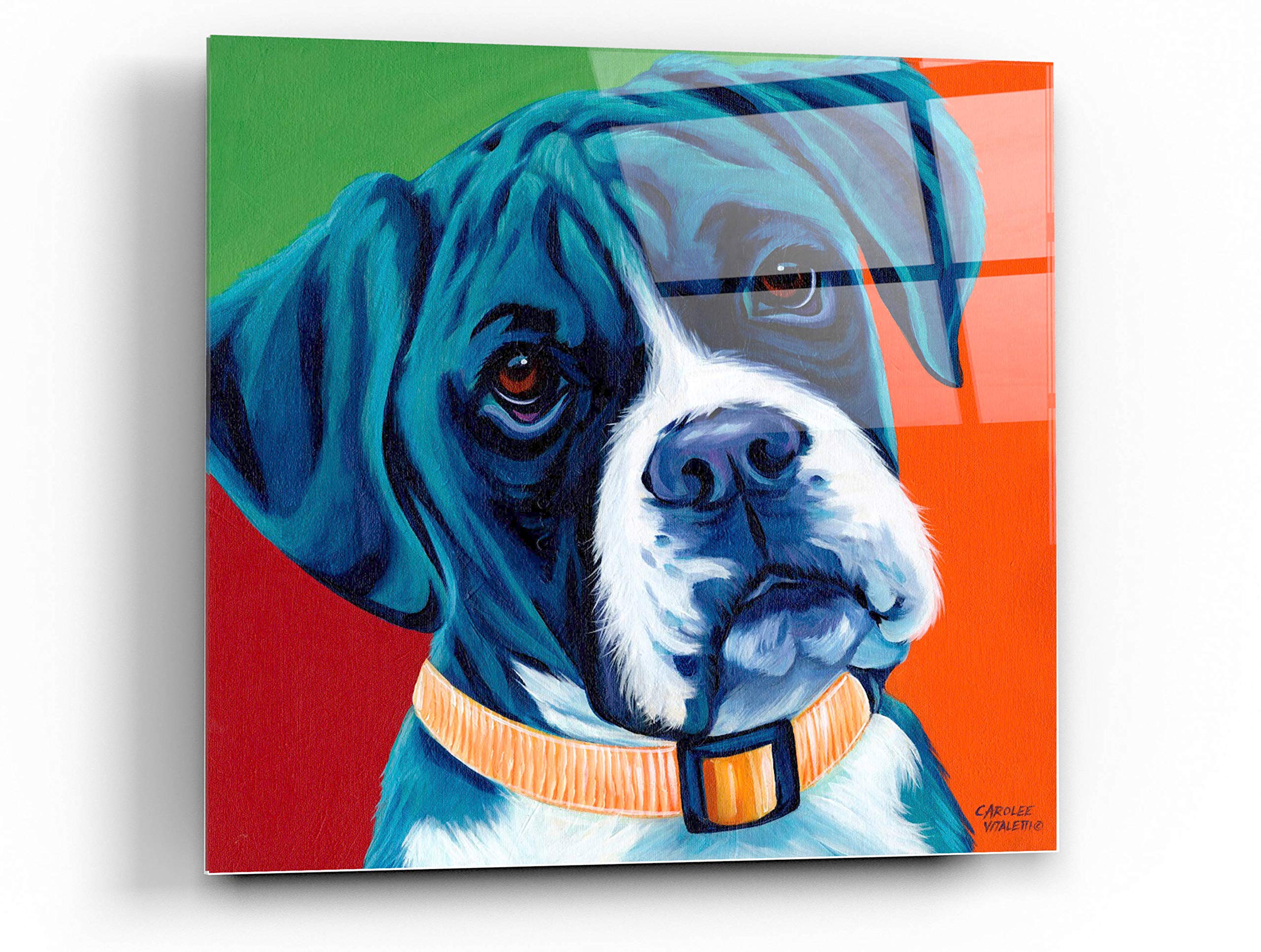 Epic Art 'Cute Pups I' by Carolee Vitaletti - 36x36 Inch Acrylic Glass Wall Decor - Vibrant Dog Painting for Living Room, Nursery & Office - Modern Pet Artwork for Home Decor