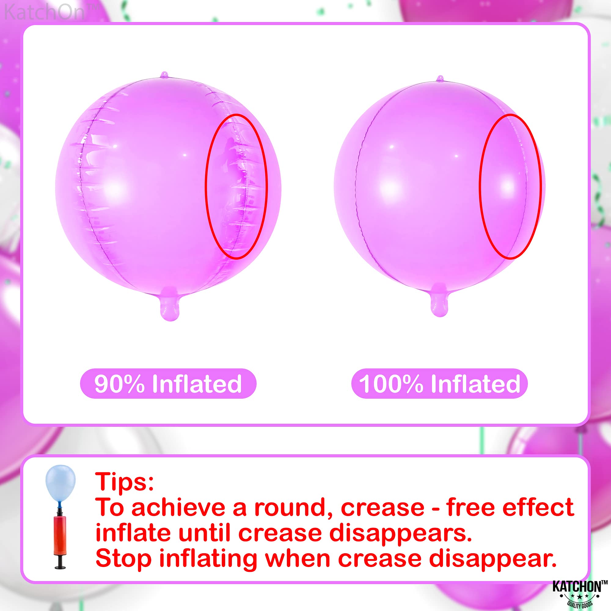 Katchon 22 Inch Pastel Purple Mylar Balloons - Pack of 6 | 360 Degree 4D Foil Balloons for Baby Showers, Birthday Parties & Decorations | Perfect for Unicorn Themed Events, Gender Reveals & Wedding Decor