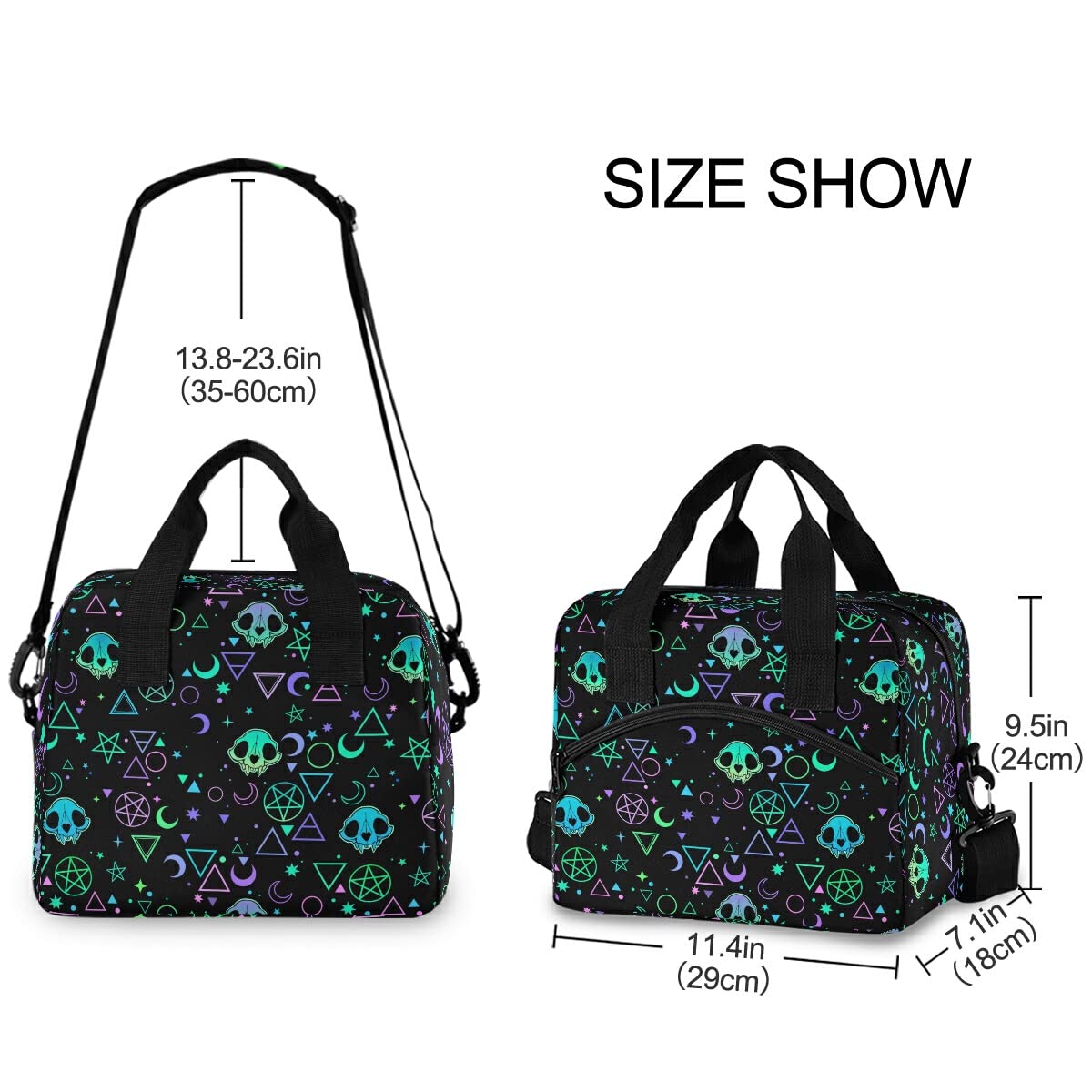 Insulated Lunch Bag with Magic Skulls Design - Reusable Leakproof Cooler Tote for Women & Men - Perfect for Work, School, Picnics & Outdoor Activities