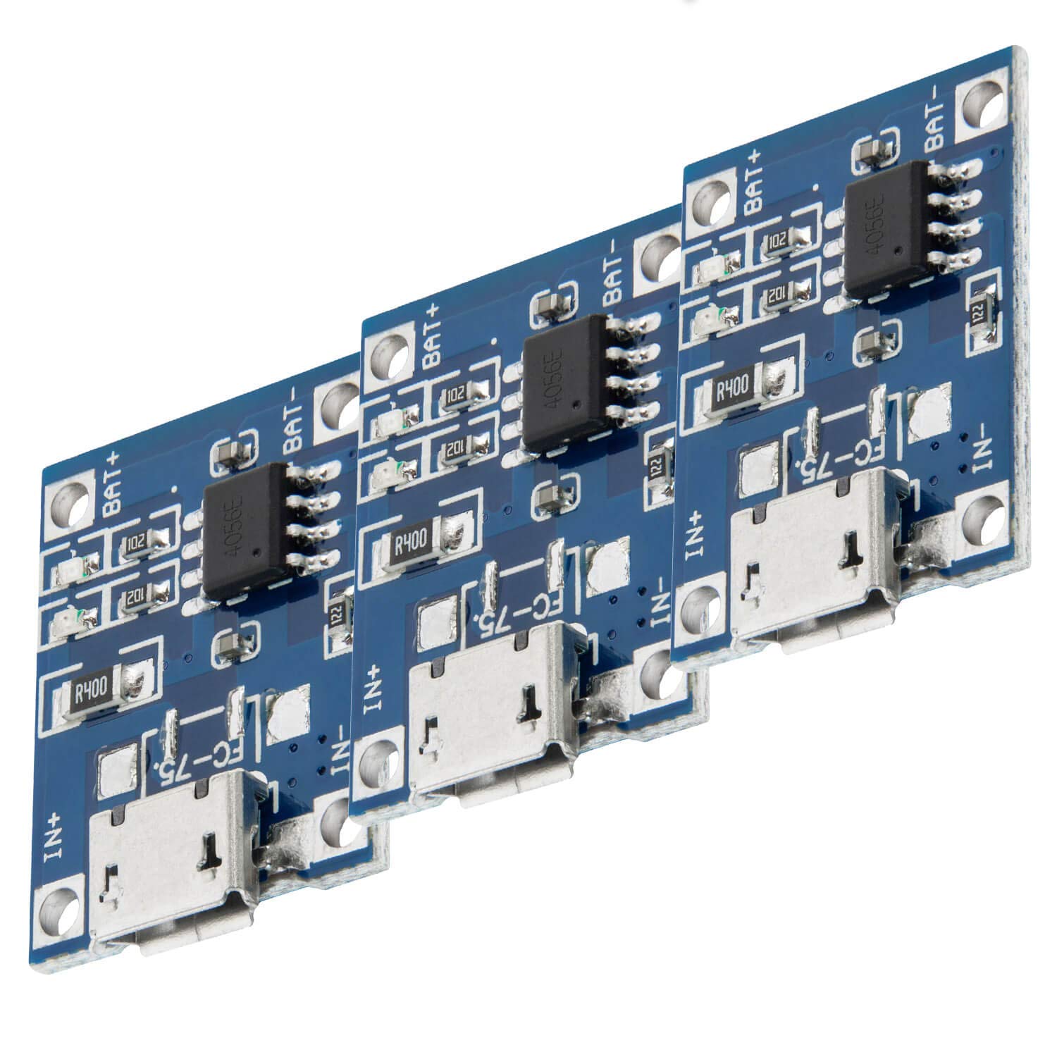 AZDelivery 3-Pack TP4056 Micro USB 5V 1A Lithium Li-Ion Battery Charger Module with Free eBook - Perfect for DIY Electronics, RC Drones, and Portable Device Charging