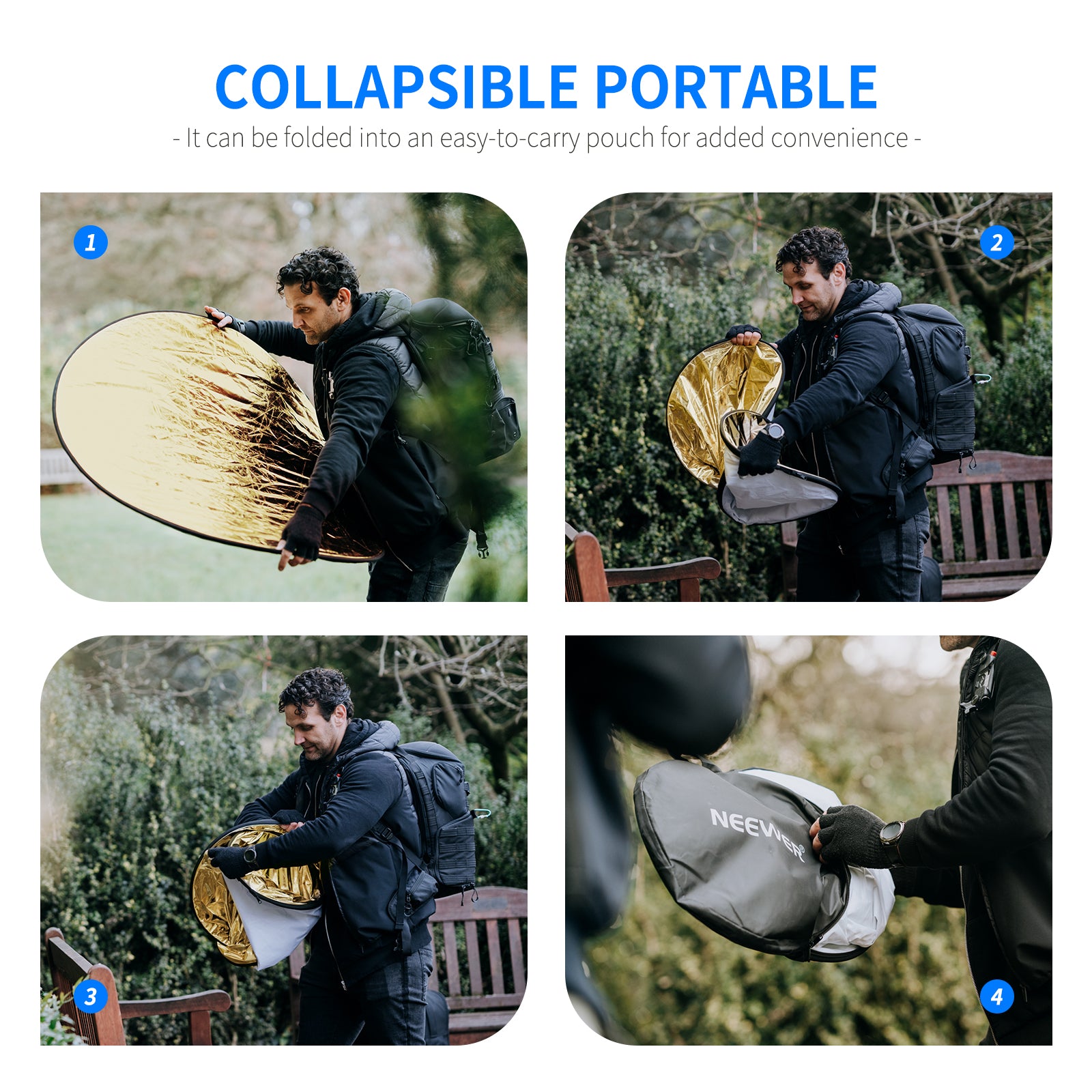 NEEWER 5-in-1 Collapsible Light Reflector for Photography - 40