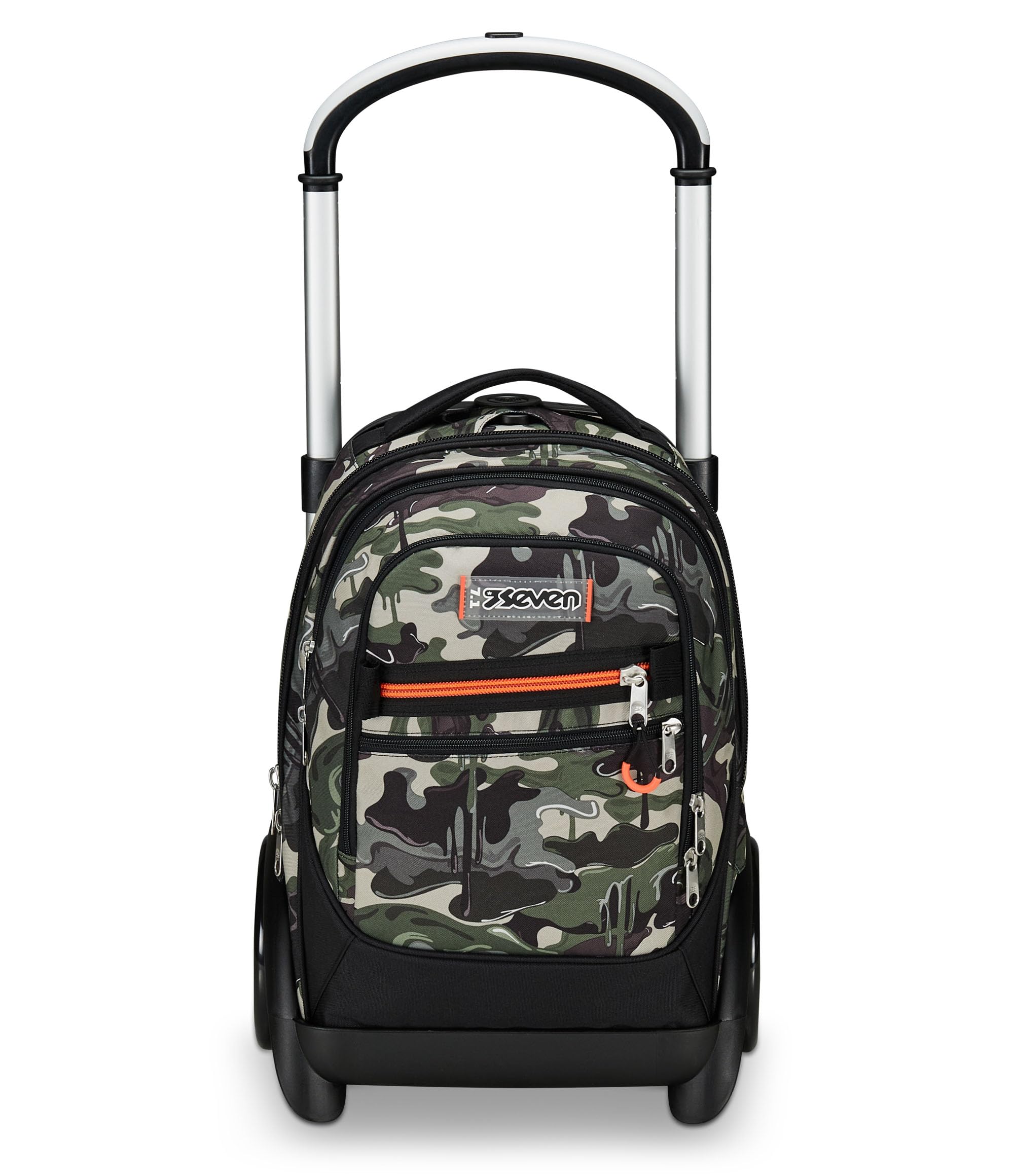 Seven Trolley School Backpack with Maxi Wheels - Detachable 3-in-1 Travel Trolley & Crossover System - Green Lightventure Backpack for Boys & Kids - Perfect for School, Travel & Daily Commute