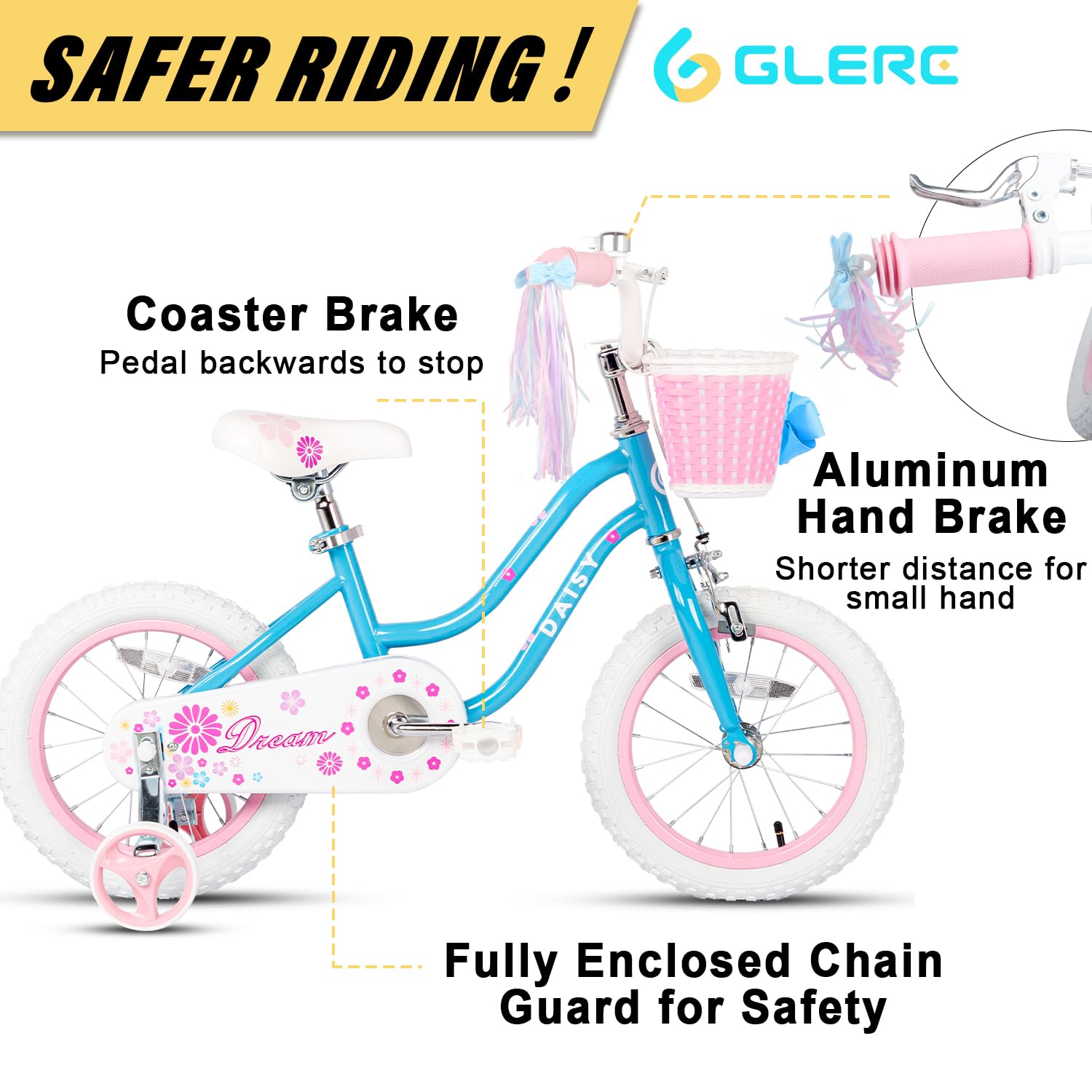 **Daisy Princess Girls Bike for Kids Ages 2-7 | 12, 14, 16 Inch Toddler & Child Bicycle with Training Wheels, Basket & Streamers | Multiple Colors | Perfect for Outdoor Play, Birthday Gifts & Learning to Ride**