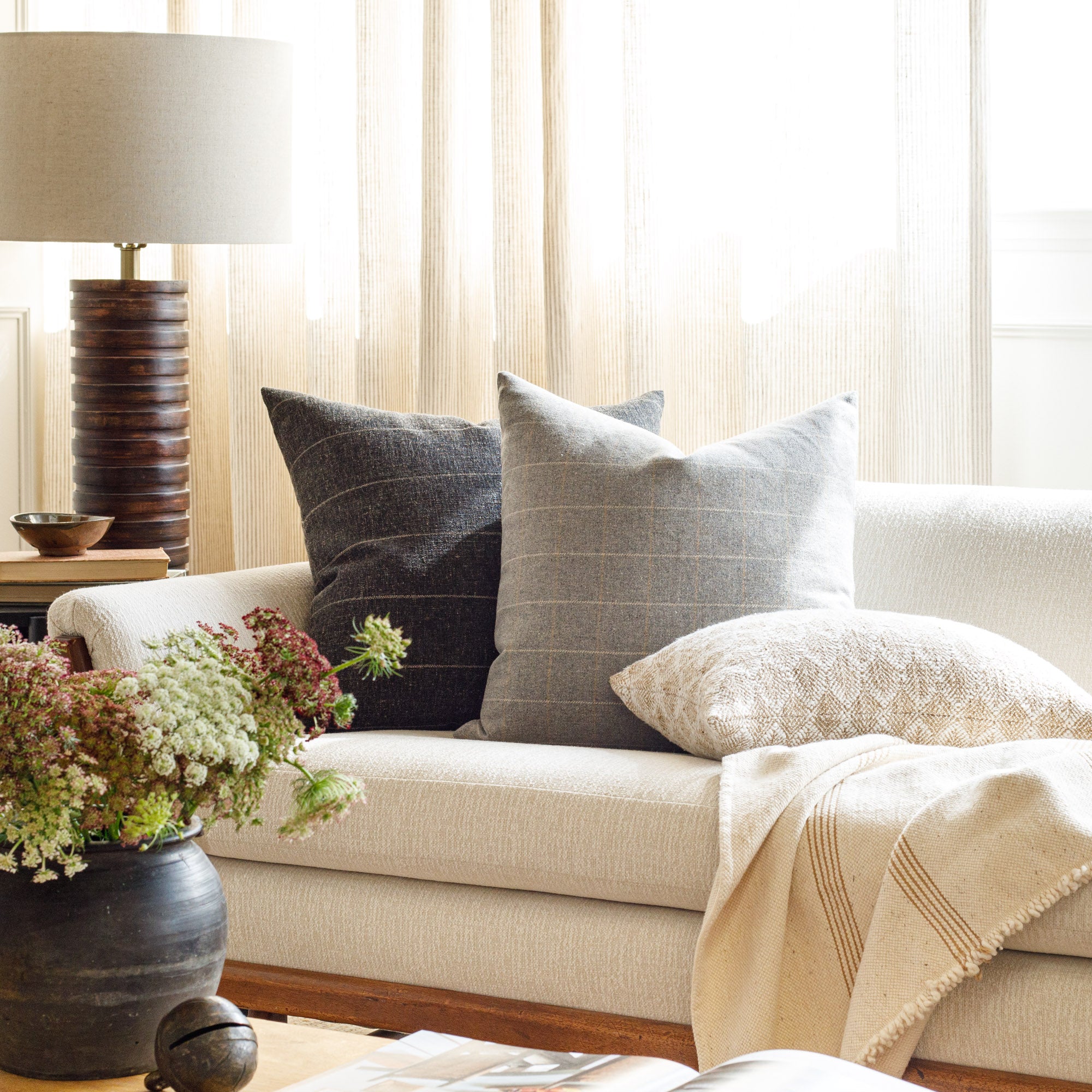 Addison Plaid 20x20 Decorative Throw Pillow Cover - Flagstone Pattern for Sofa, Bed & Home Decor
