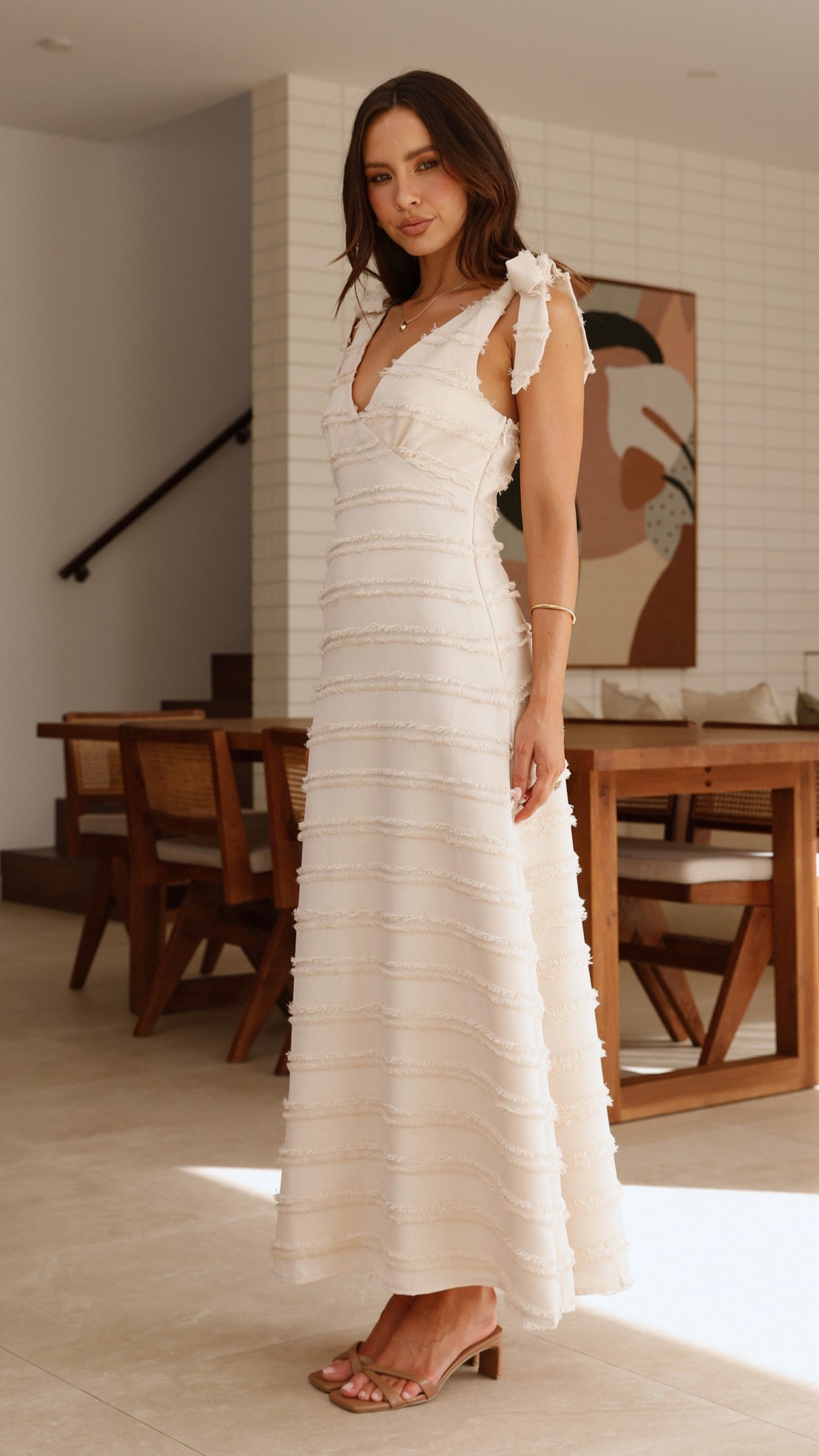 Dela Maxi Dress for Women - Elegant Flowy Long Summer Dress in Cream | Perfect for Beach, Vacation, and Casual Outings
