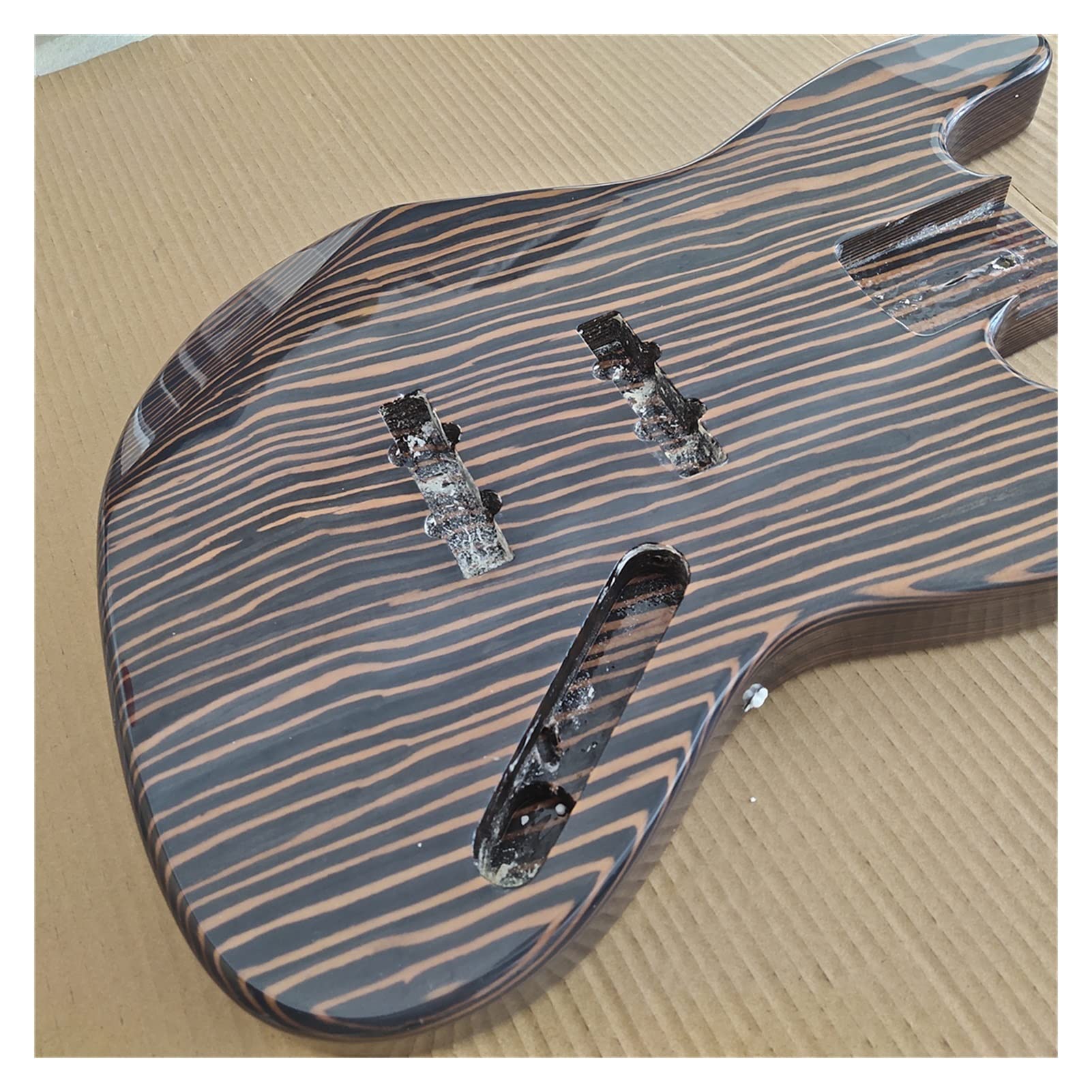 DIY Zebra Wood Bass Guitar Kit - Pre-Finished Gloss Body for Easy Assembly | Perfect for Beginners, Musicians & Custom Guitar Projects