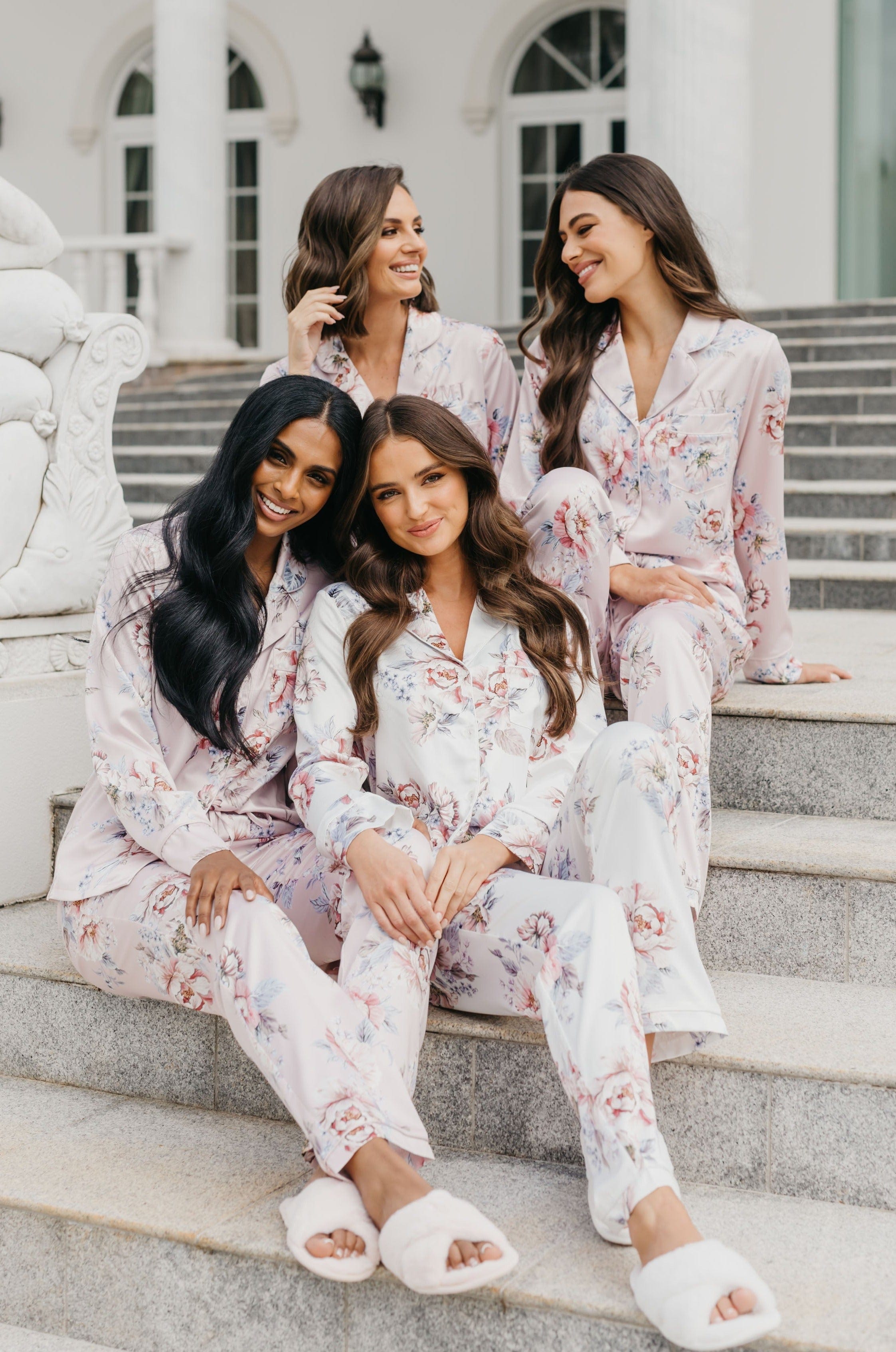 Christina Women's Veiled Rose Print Pajama Set - Soft & Comfortable Sleepwear for Lounge & Nighttime Relaxation