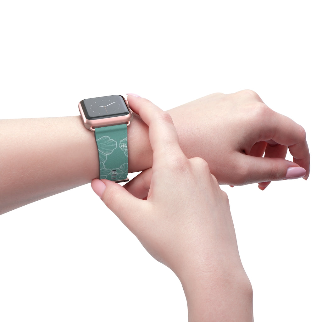 Premium Teal Hibiscus Watch Band - Stylish & Durable Replacement Strap for Apple Watch, Fitbit & Samsung - Perfect for Workouts, Casual Wear & Outdoor Activities