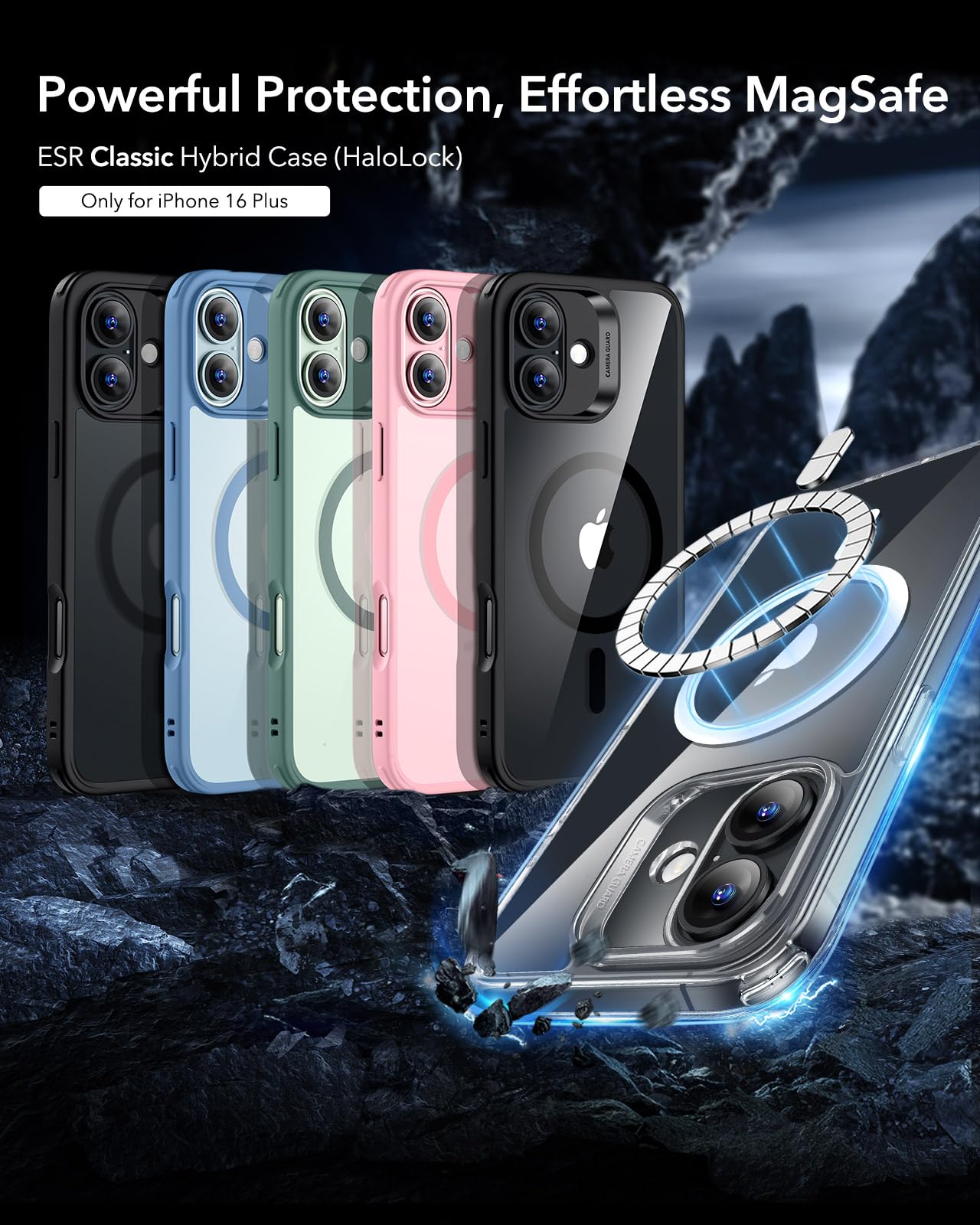 ESR MagSafe Compatible iPhone 16 Plus Case - Military-Grade Shockproof Protection, Magnetic Phone Cover with HaloLock Technology (Frosted Pink) | Perfect for Everyday Use, Travel & Outdoor Activities