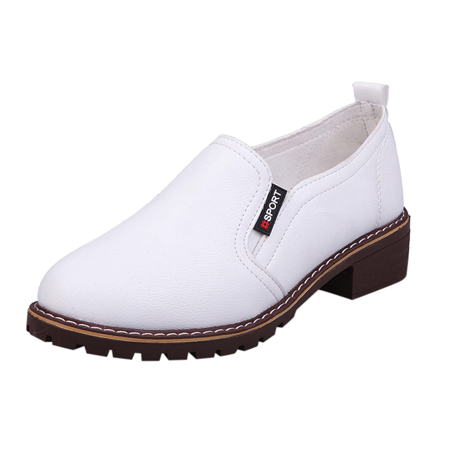 FAJIA Women's Chunky Sneakers - Breathable Slip-On Loafers with Leather Upper | Casual & Fashionable Heels for Everyday Wear, Office, and Leisure Outings