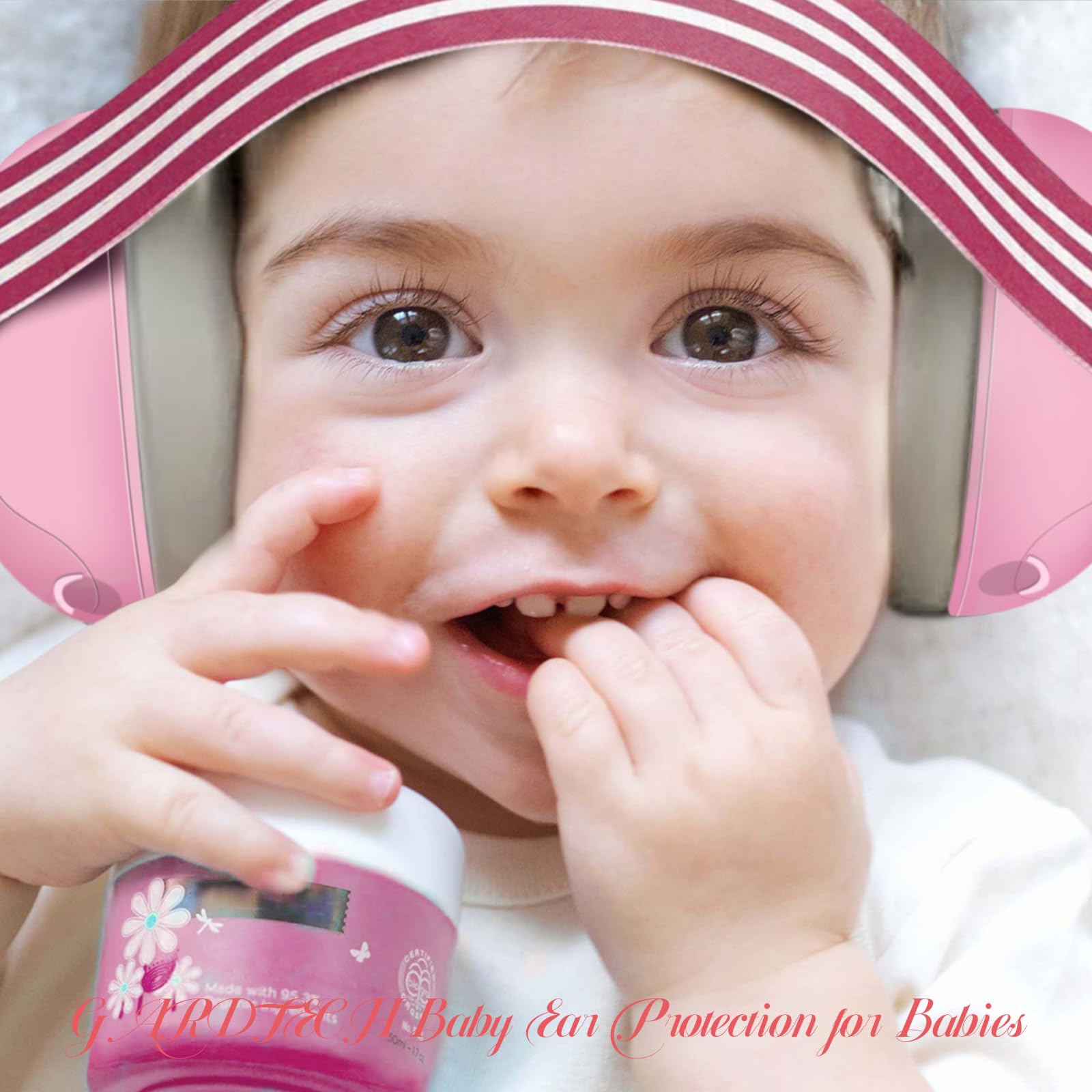 Gardtech Baby Headphones for Noise Protection - Adjustable Infant Ear Muffs for Newborns & Toddlers 0-36 Months, 25dB SNR Noise Canceling Headphones for Airplane Travel, Concerts & Outdoor Activities (Pink) - Perfect for Flying, Fireworks & Loud Events