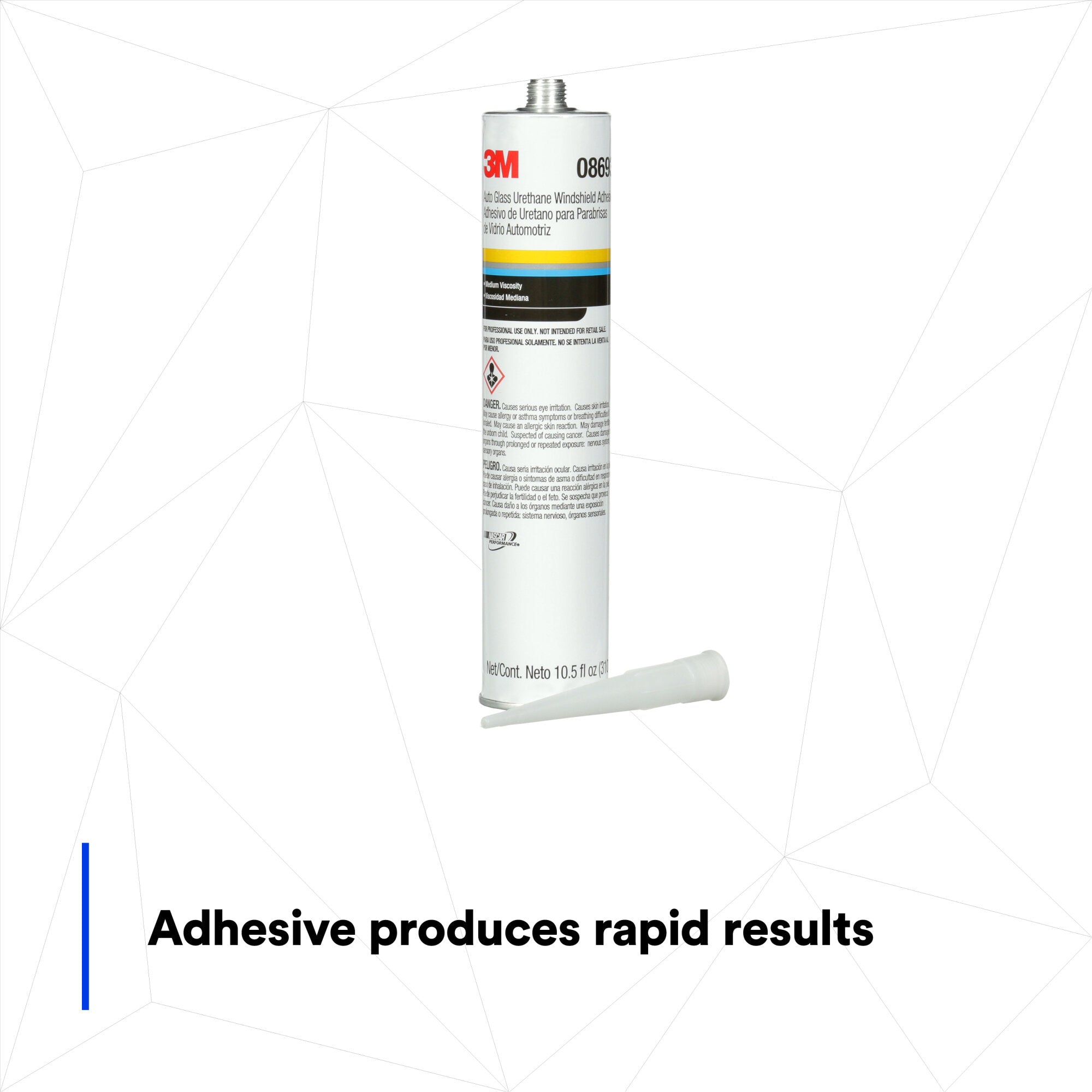 3M Auto Glass Urethane Windshield Adhesive 08693 - 10.5 fl oz Cartridge for Professional Windshield Installation & Auto Glass Repair - Perfect for DIY Car Maintenance and Professional Auto Body Shops