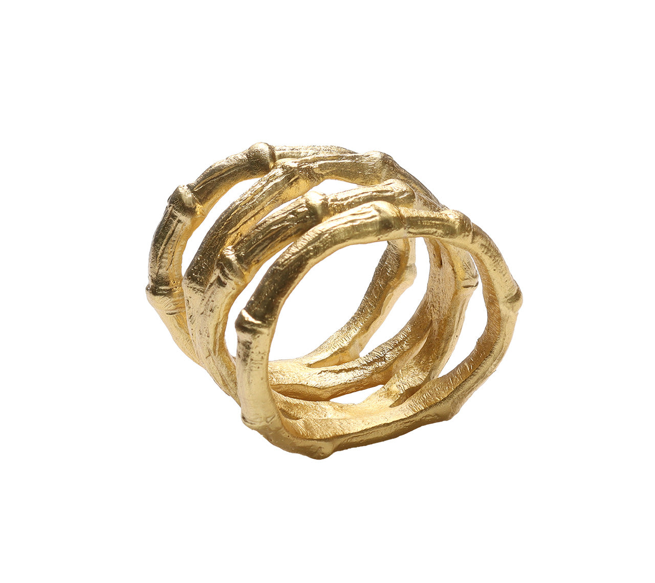 Premium Gold Bamboo Napkin Rings Set of 4 - Elegant Tableware for Wedding, Dinner Party & Holiday Decor